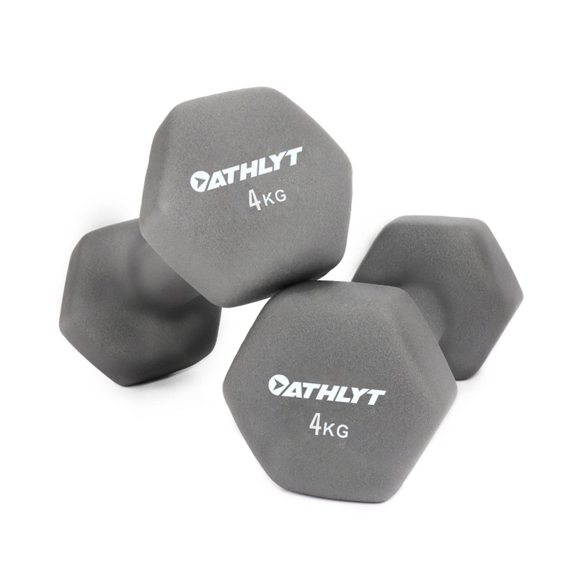 Athlyt Neoprene Dumbbell Set, 2 x 4kg, Grey