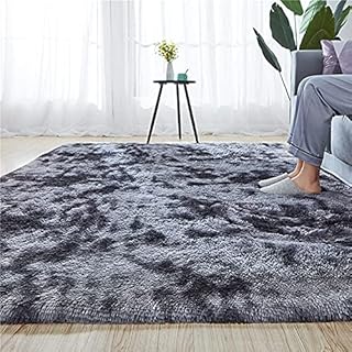 Blivener Luxury Shaggy Soft Area Rug Tie-Dyed Faux Fur Indoor Fluffy Non-Slip Rugs Modern Home Decor For Bedroom,Kidsroom,Living Room Grey 160x200CM