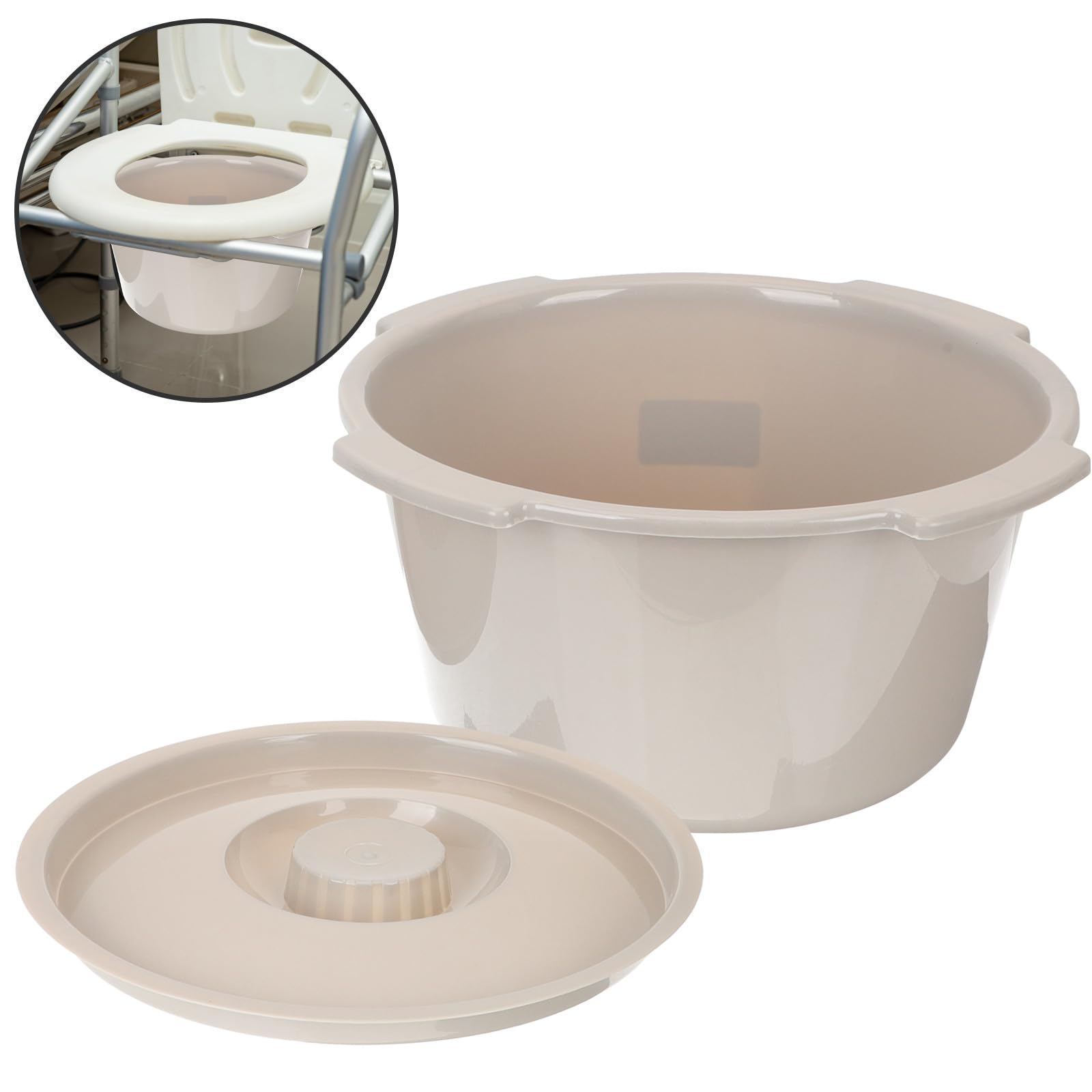Vaso da Notte in Plastica per Anziani Coperchio, Secchio per Urina Robusto in Pp, Orinatoio per Pazienti e Disabili, Comodino Sanitario per Uso Domestico e Ospedaliero, Colore