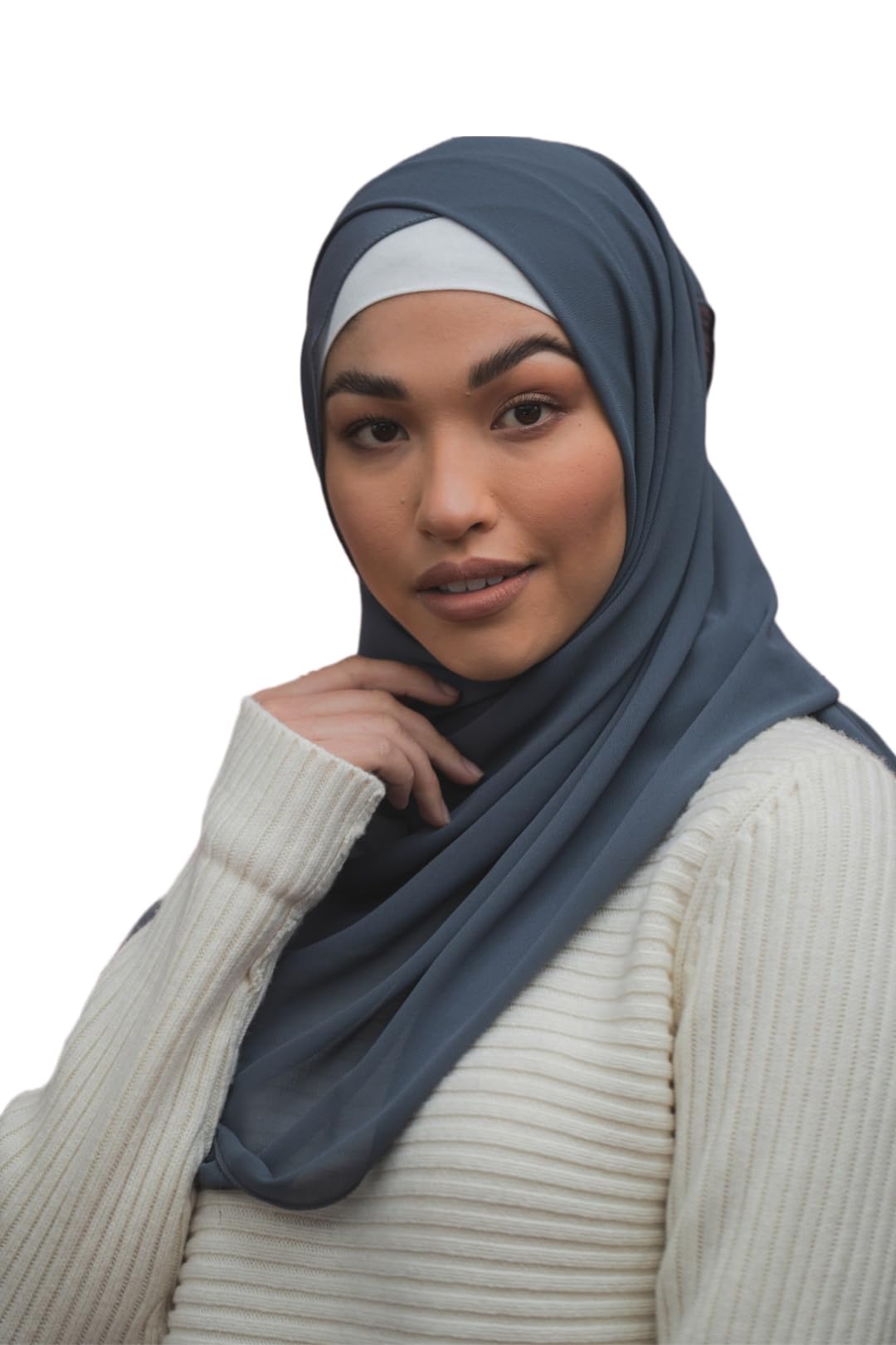 dark blue chiffon hijab