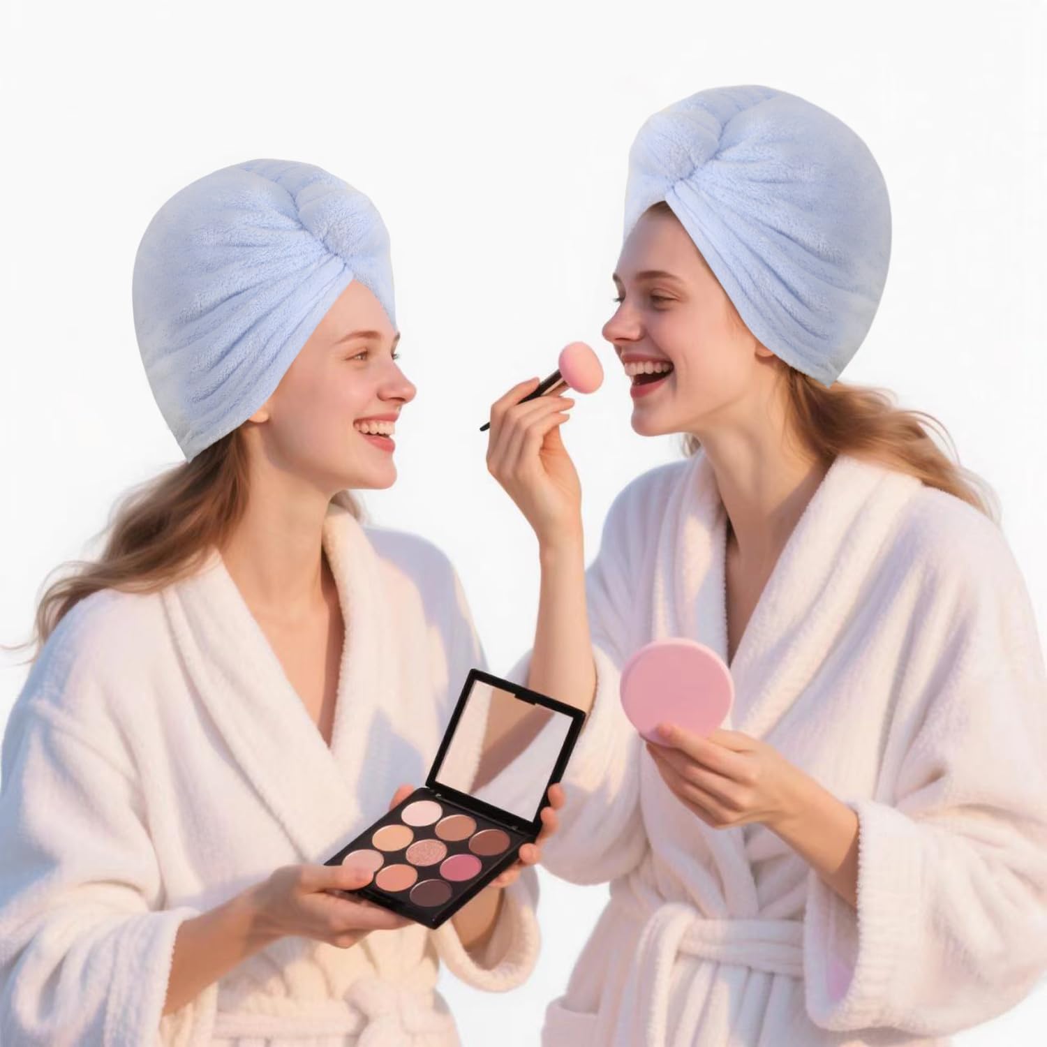 Mikrofaser-Handtuch, Haarturbane für nasses Haar, zum Trocknen von Haaren für Frauen, Blau, 2 Packungen