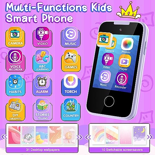 image for TKECWOB Kids Smart Phone Toy for 3 4 5 6 Year Old, Touchscreen Kids Ph