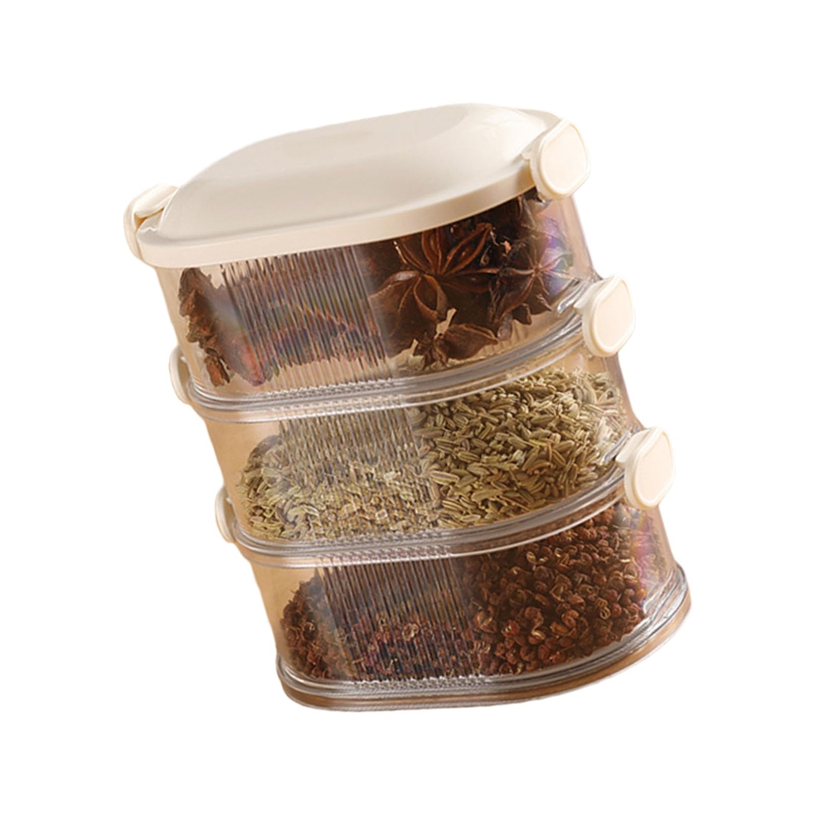 Stackable Kitchen Condiment Organizer Multi-Section Clear Lid Storage Essential Clear Lid Holder Space Saving Container Countertop