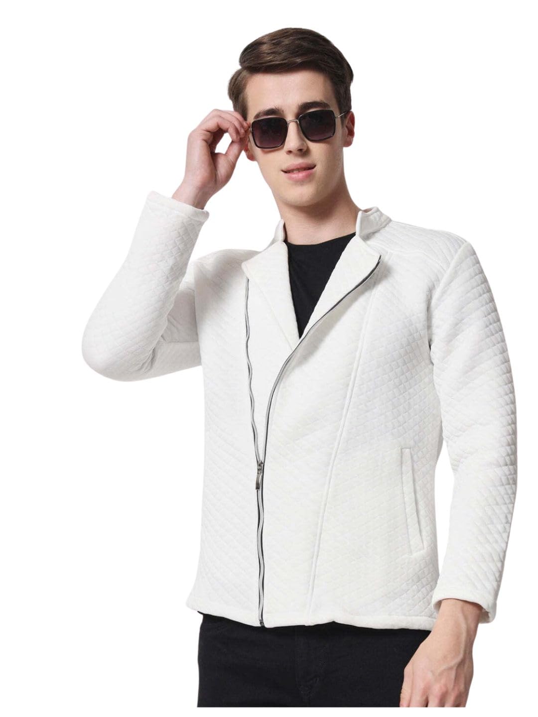 tandul Men's Solid White Polyester Jacket - Full Sleeve With Regular, Zipper For Men (6056)-picture-18