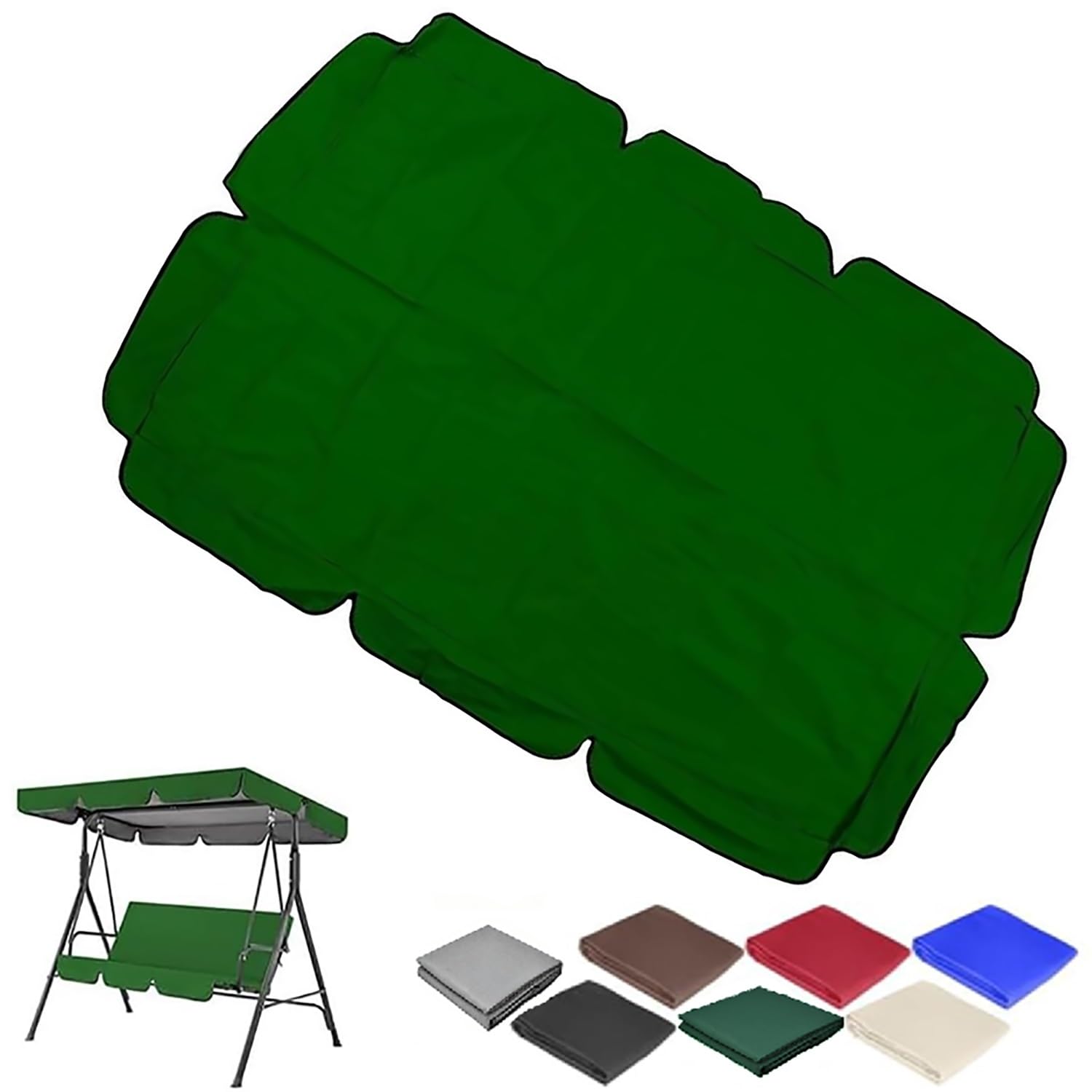 Odporny na warunki atmosferyczne zadaszenie huśtawki ogrodowej, 210 x 145 cm, ochrona przed promieniowaniem UV, na zewnątrz huśtawka, patio i ogród e (zielony, 190 x 132 cm)