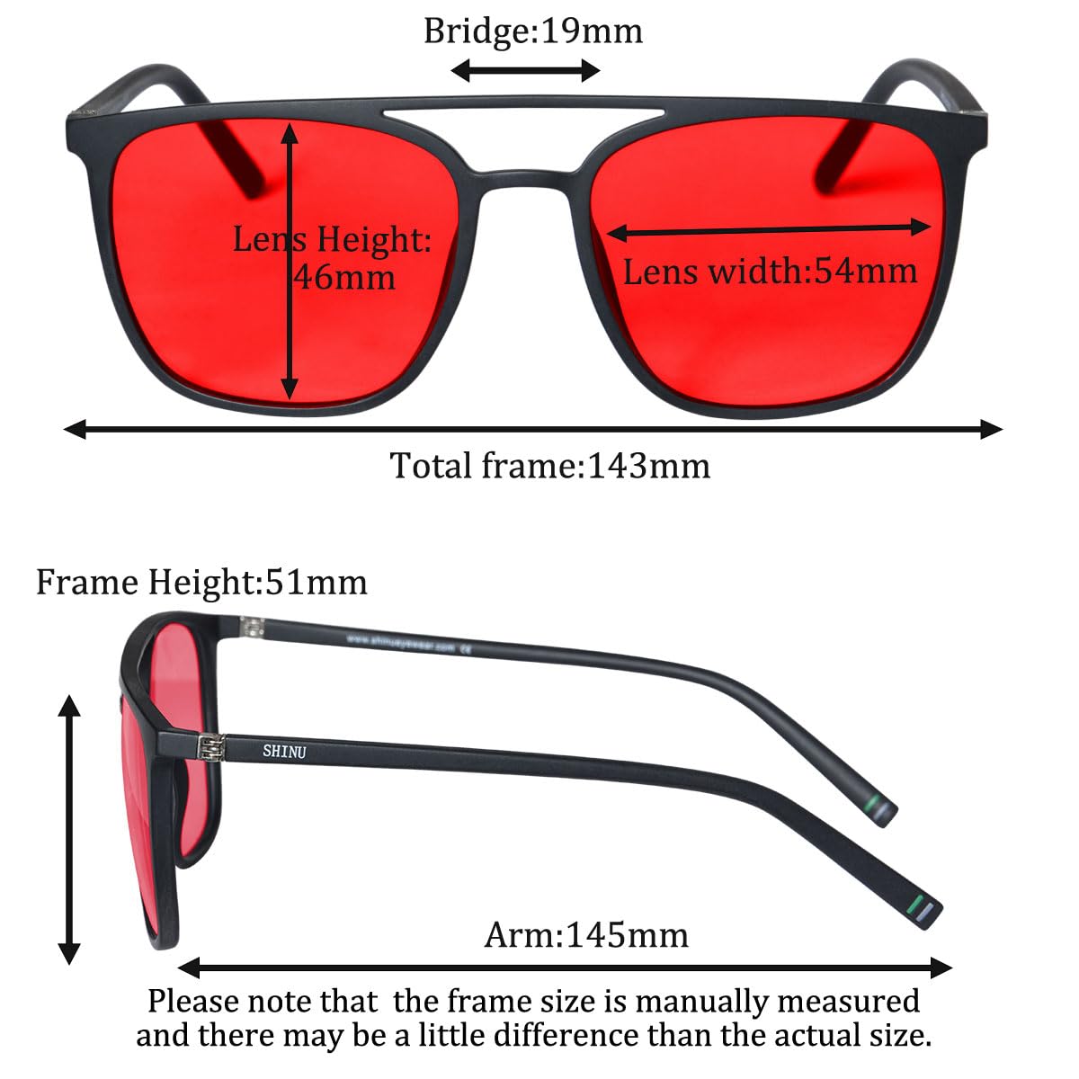 SHINU Gafas de bloqueo de luz, lentes rojas, lentes azules y verdes de bloqueo disruptivas, eliminan la fatiga ocular 080RD