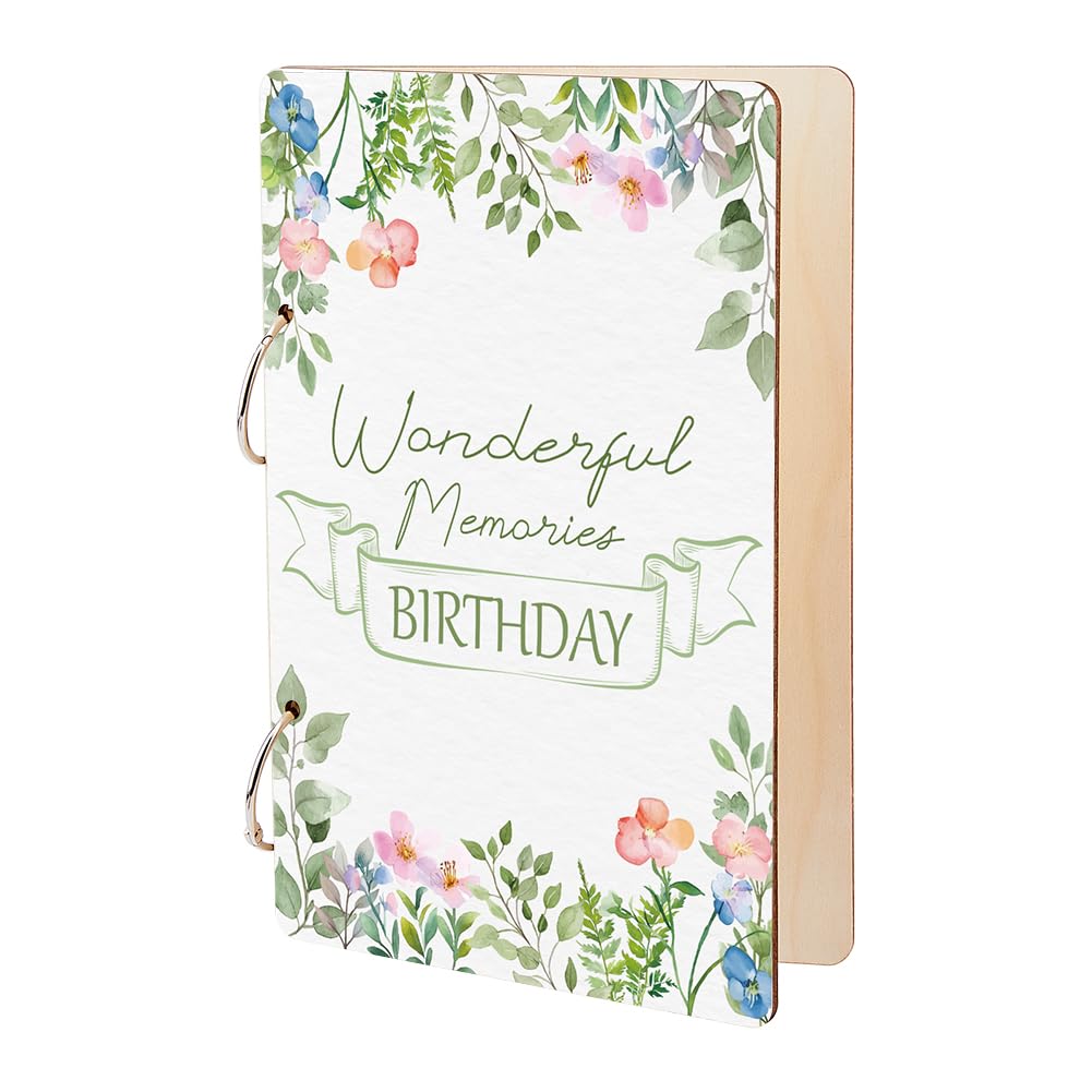 SUPERDANT Wonderful Memories Birthday Greeting Card Organizer Flowers and Plants Wedding Journal Birthday Cards Keeper Leaves Planner Card Holder Wooden Keeper Binder Photo Album Keepsake Gifts