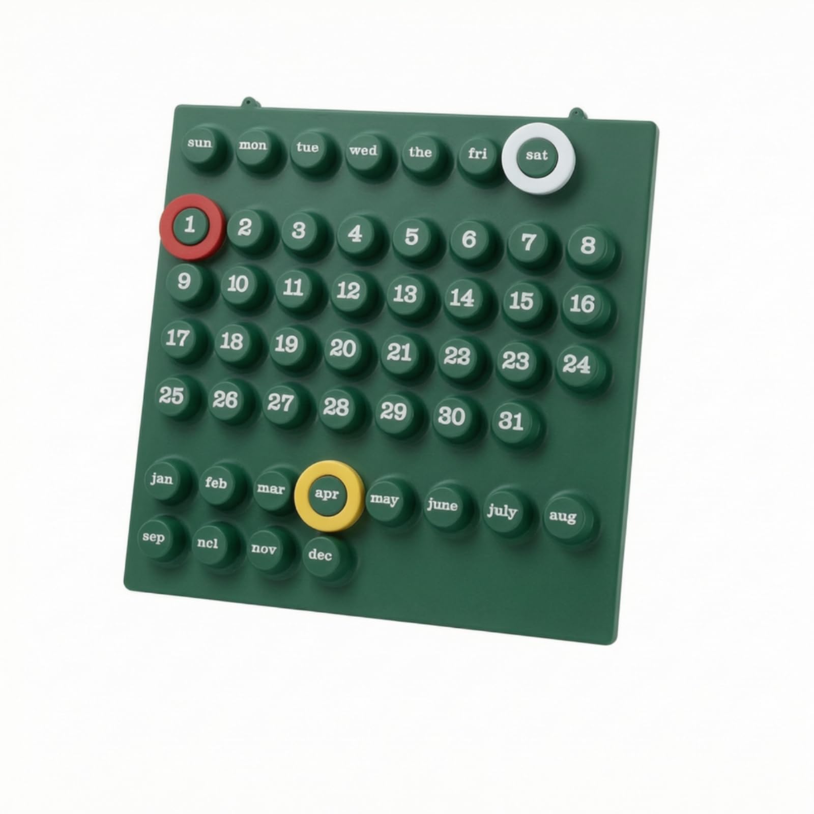 predolo Ppetuell Kalend Minimalistisch Kalendboard mit Holzplättchen Tischkalend für Schreibtisch, Büro, Grün