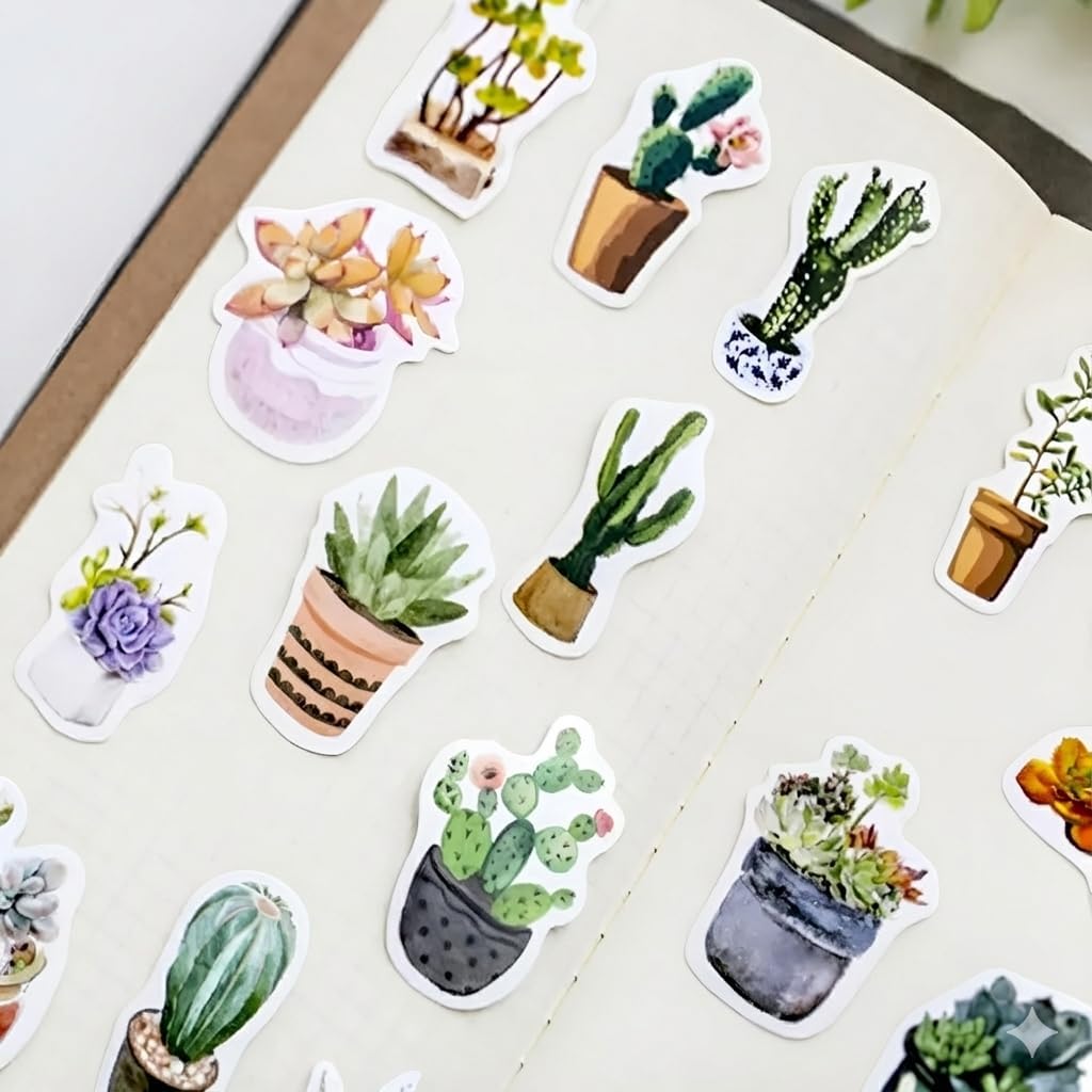 Small Succulent Sticker, 50 pcs, Green Plants Mini Size Laptop Stickers, Small Plants Scrapbooking Decals, Package Dimensions 1.7 x 1.7 x 0.4inch, 4.5 x 4.5 x 1.2 cm (Green)