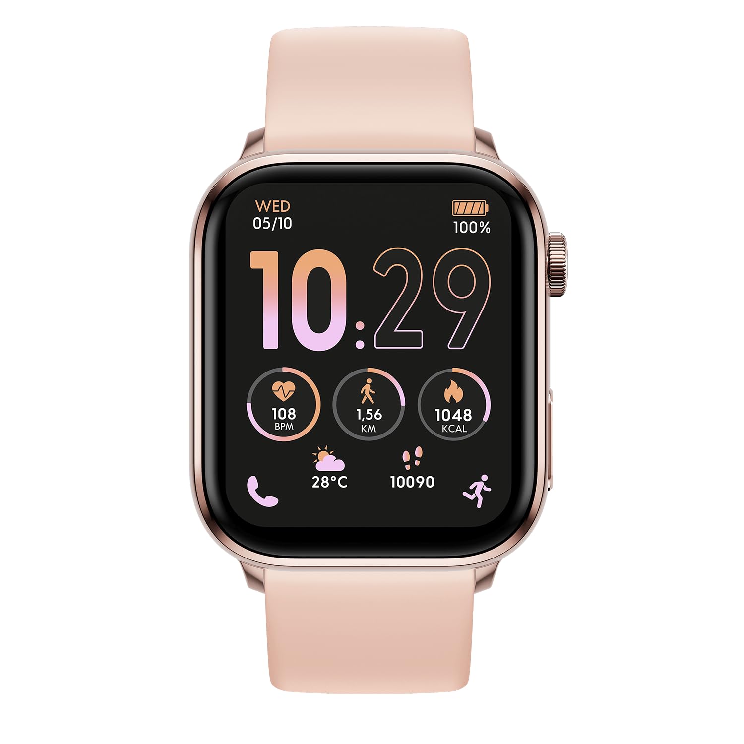ICE-WATCH - Ice Smart 3.0 Rose Gold Nude 1.78 AMOLED GPS - Montre connectée rectangulaire Rose-Gold pour Femme avec Bracelet en Silicone - 024303 (1.78 Pouces)