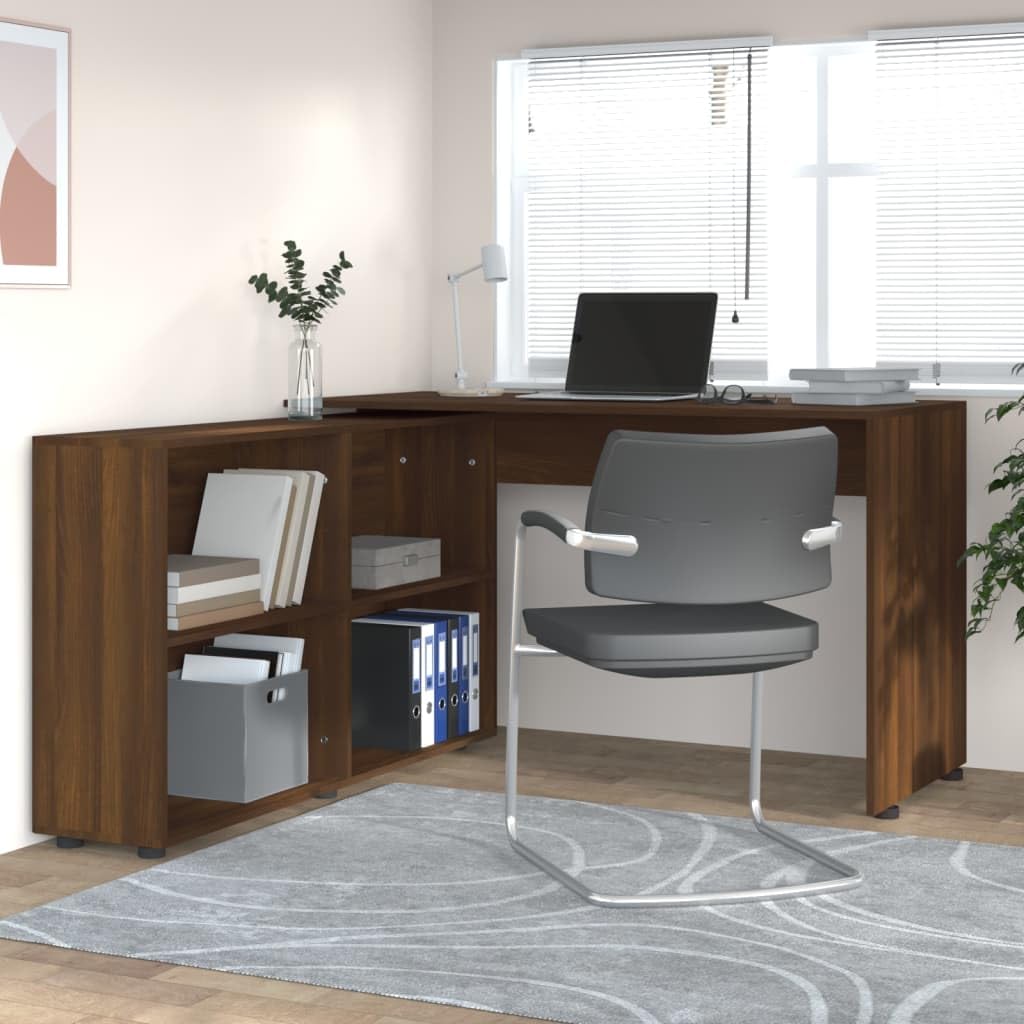 Somanki Escritorio de Esquina de Madera contrachapada marrón Roble, Mesa Escritorio, Escritorio Orden, Escritorio Gaming, Office Desk, Mesa Escritorio Ordenador - 342664