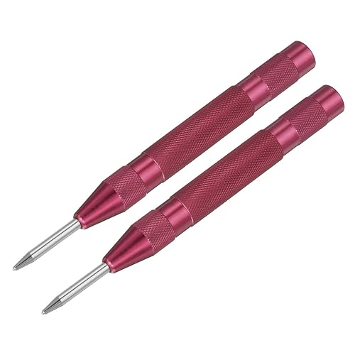 uxcell Perforadora central automática perforadora de agujero central con resorte de 5 pulgadas herramienta de mano ajustable rojo para madera metal