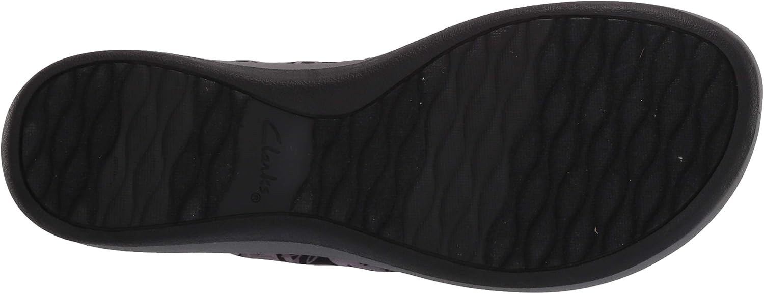 Clarks Women's Arla Glison Flip Flop 9 Black/Grey Floral Textile