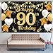 KAINSY 90.Geburtstag Dekoration, Geburtstag deko Schwarzes Gold, 90 Mann und Frau Geburtstag deko,Geburtstag Party Dekor, 90. Geburtstagsdeko, Geburtstag Luftballons für Party Deko, Geburtstagsdeko