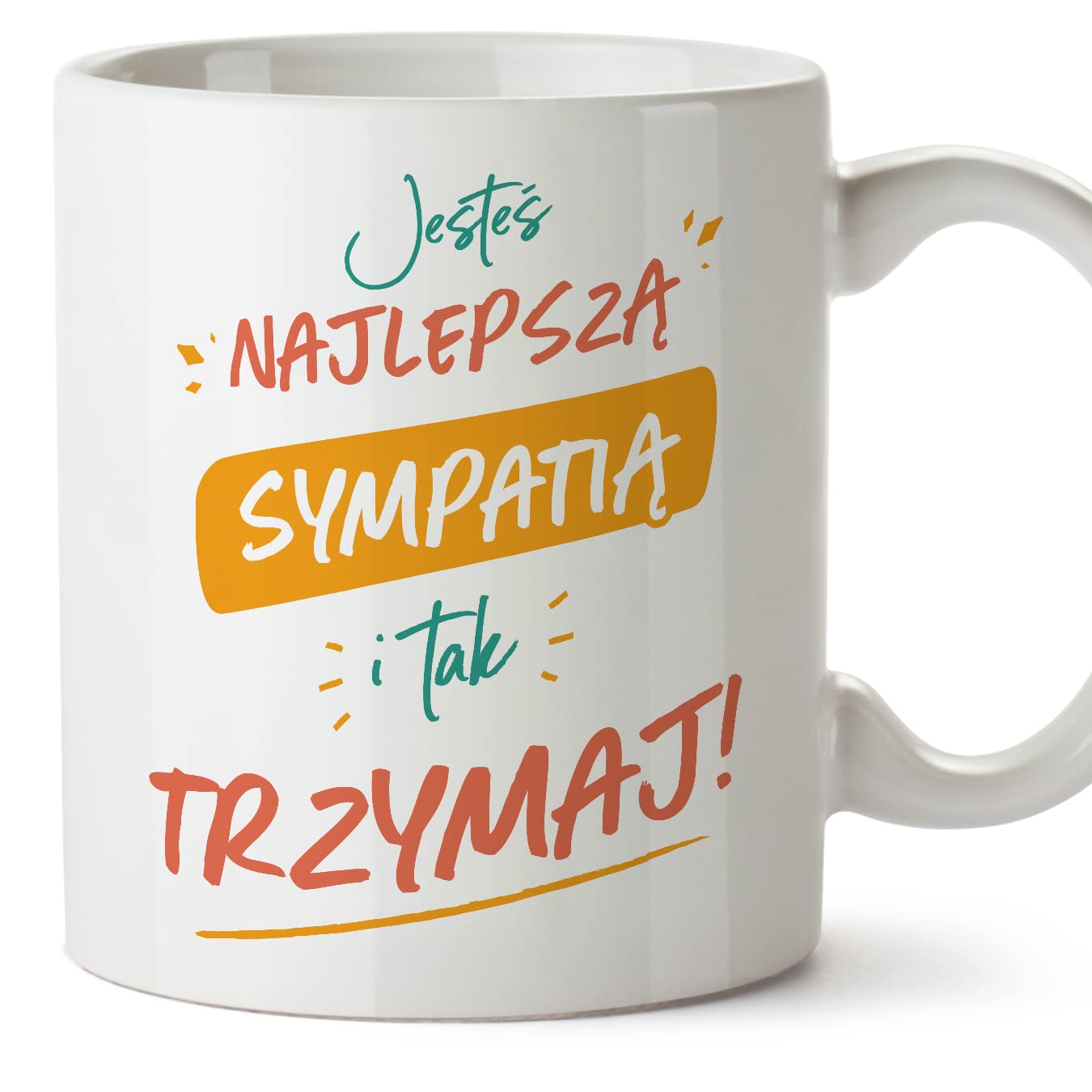 MUGFFINS Girlfriend Mug - in Polish - Jesteś najlepszy tak trzymaj - Funny Gift - Ceramic 11oz Mug