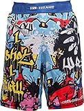 TRI-TITANS Graffiti Wrestling MMA BJJ Fight Shorts Blue - Youths & Mens (Adult L: Waist 34