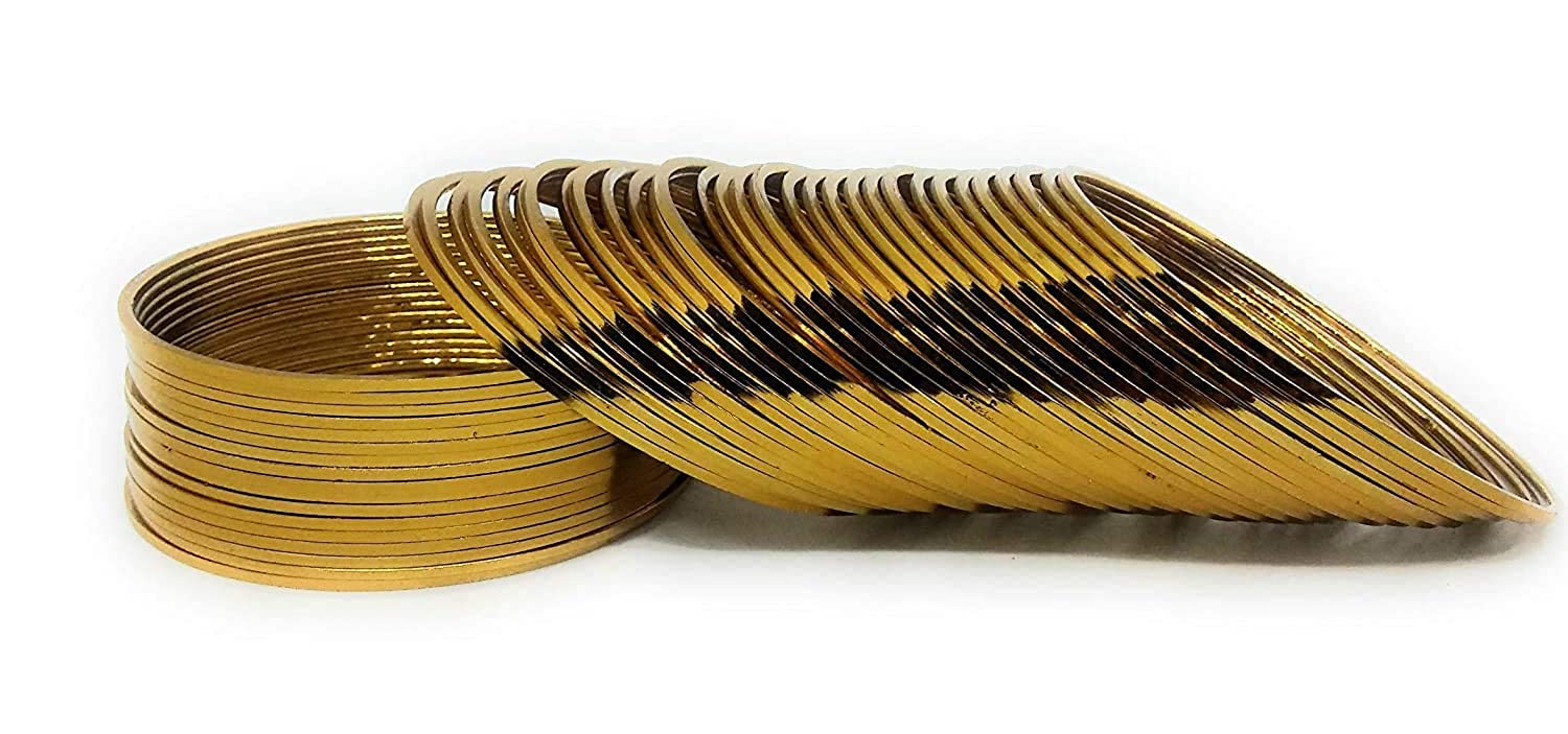Tripurari oxidised bangles for women I oxidized metal bangles for women stylish (pack of 48) (Gold, 2.4) (B09JCLL433) Amazon Price History, Amazon Price Tracker