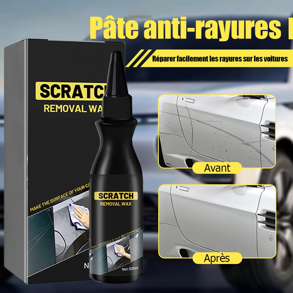 Efface Rayure Profonde Voiture, 2026 Nouve Produit Efface Rayure Voitures Car Scratch Remover Avec Eponge, Modèle Crème de réparation Rayures Voiture Efface Rayures Anti-Rayures Pâte Réparation (1Pcs) - 2