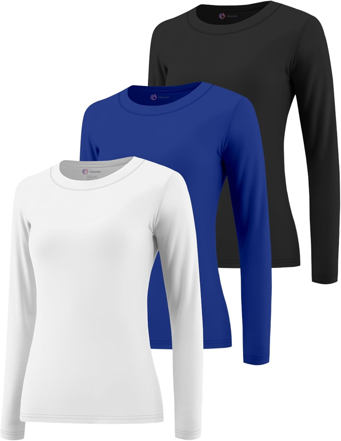 3 Pack Women's Plus Size Underscrub Shirts, Long Sleeve Crew Neck Tops Fitted Layering Basic Tee for Nurse - Image 3