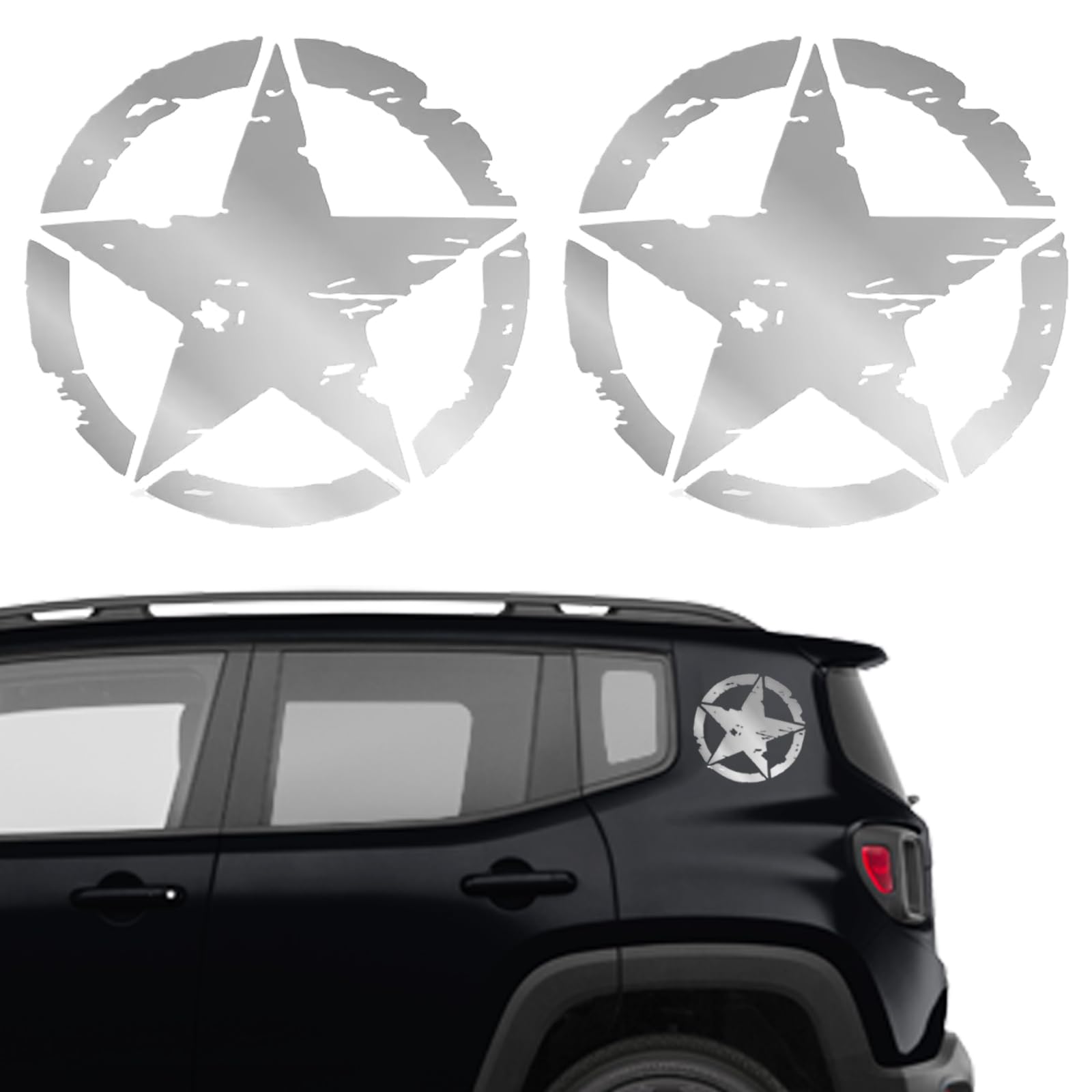 Longivia® 2 Unidades Pegatinas 4x4 Estrella Militar - Varios Tamaños 10cm, 15cm, 20cm, 25cm - Accesorios Todoterreno Vehiculo Historico Off Road (10cm x 10cm negro) — view 11