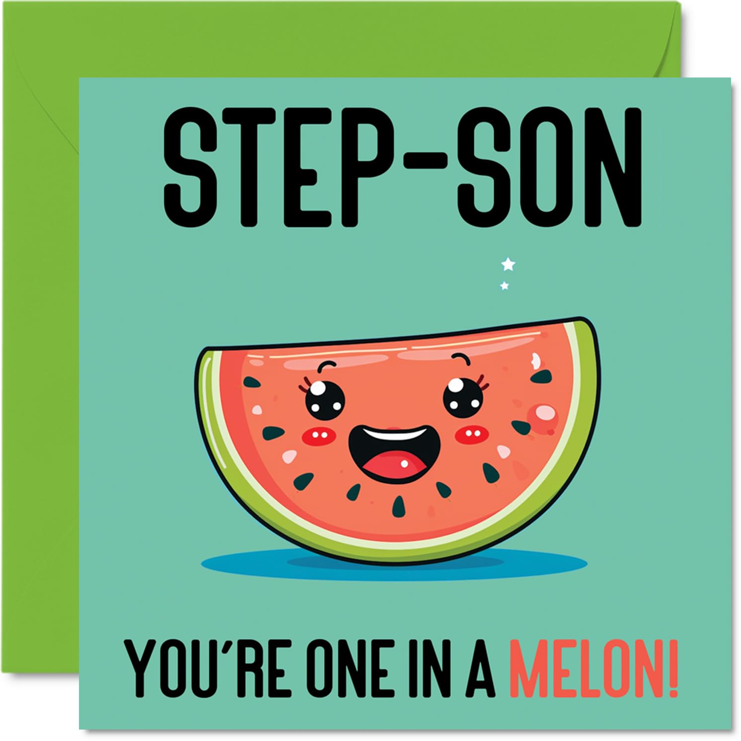 Birthday Cards for Step Son In A Melon - Funny Happy Birthday Card for Step-Son from Step Mum Dad, Son Gifts, 145mm Joke Greeting Cards Men Him