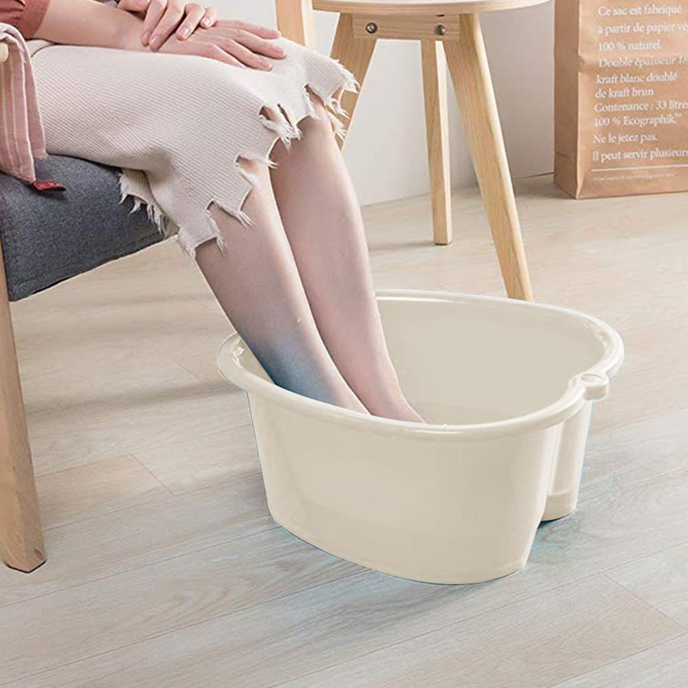 Chpbolly Foot Soaking Tub Large Size Foot Basin Sturdy Soaking Feet Bucket Massager Tub Exfoliation Callus Pedicure Foots Spa Bath Bucket for Women and Men (White)