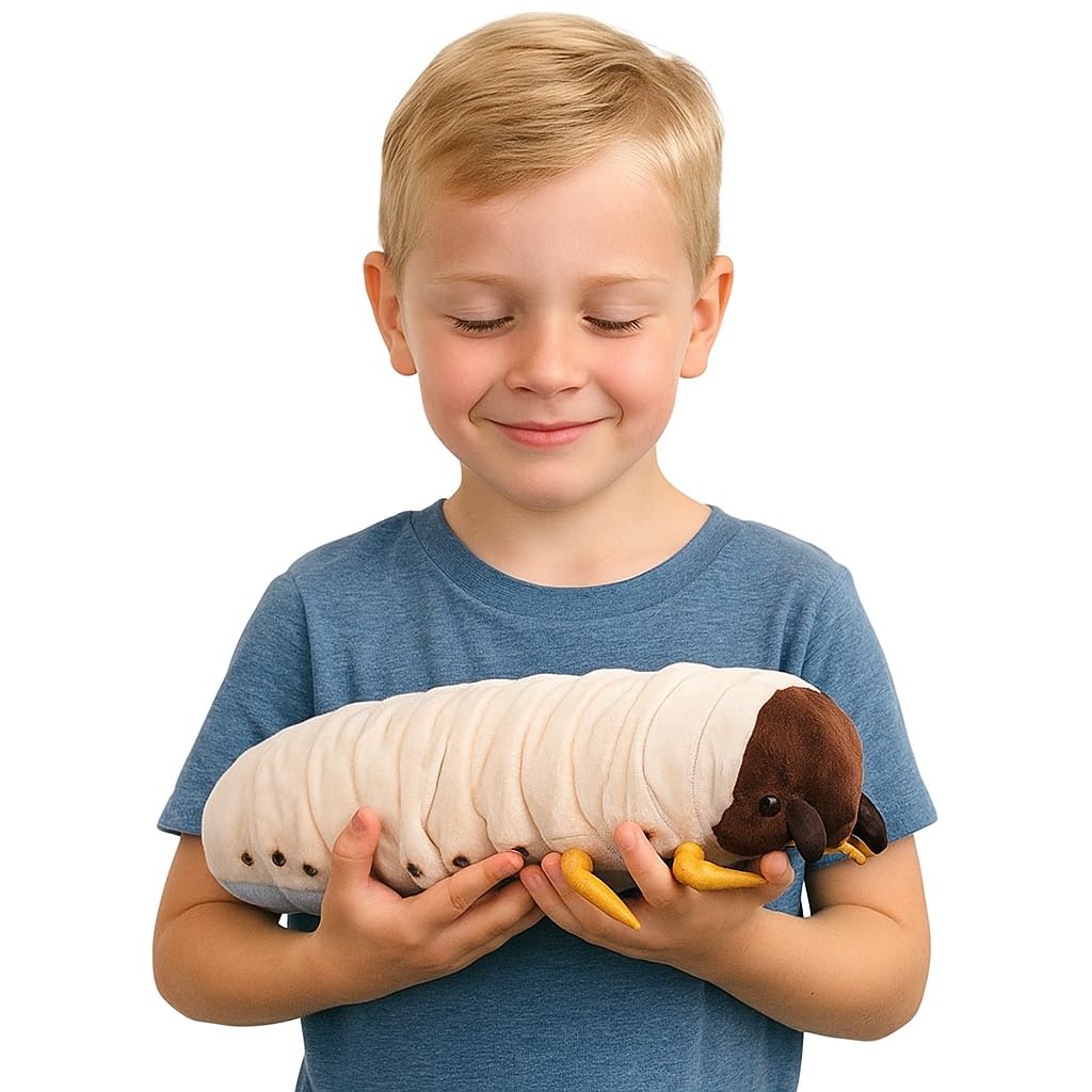 Peluche realistica Larva di Scarabeo, Orsacchiotto realistico Scarabaeoidea, Cuscino giocattolo carino di insetto, 35 cm/13,7 pollici