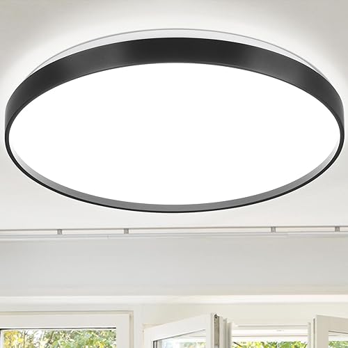 DLLT - Lámpara de techo LED moderna de montaje empotrado de 24 W, 13 pulgadas, redonda, delgada, cerca del techo, lámpara de perfil bajo de grano de