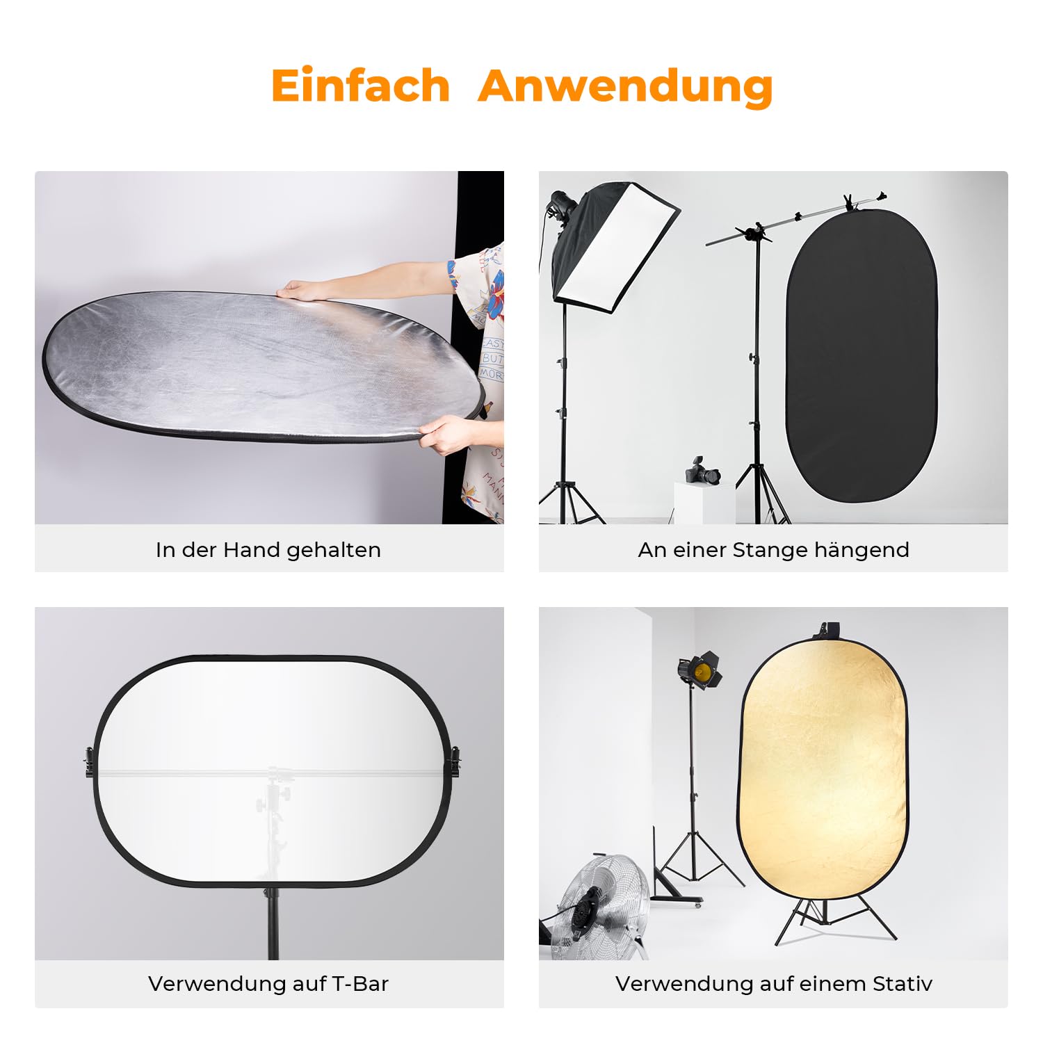 K&F CONCEPT 5 in1 Fotografie Licht Reflector 100x150cm Oval Diffusor Fotografie Faltreflektor für Portrait Foto Selfie Hochzeitsfotografie Außenbeleuchtung mit Tragetasche