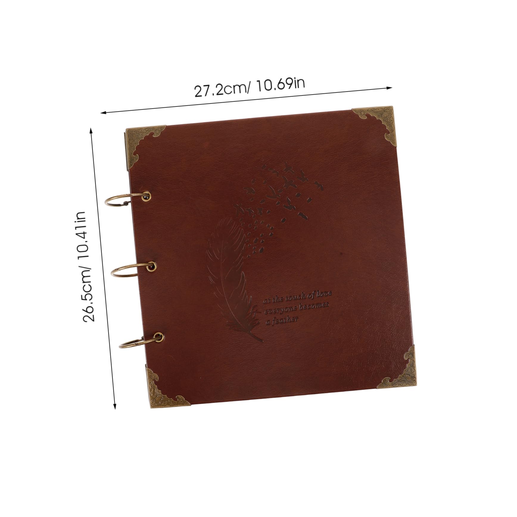 ULTECHNOVO Álbum de Fotos Diy de PU Scrapbook Retro con Anillas Album de Recuerdos Personalizable para Marrón Pluma