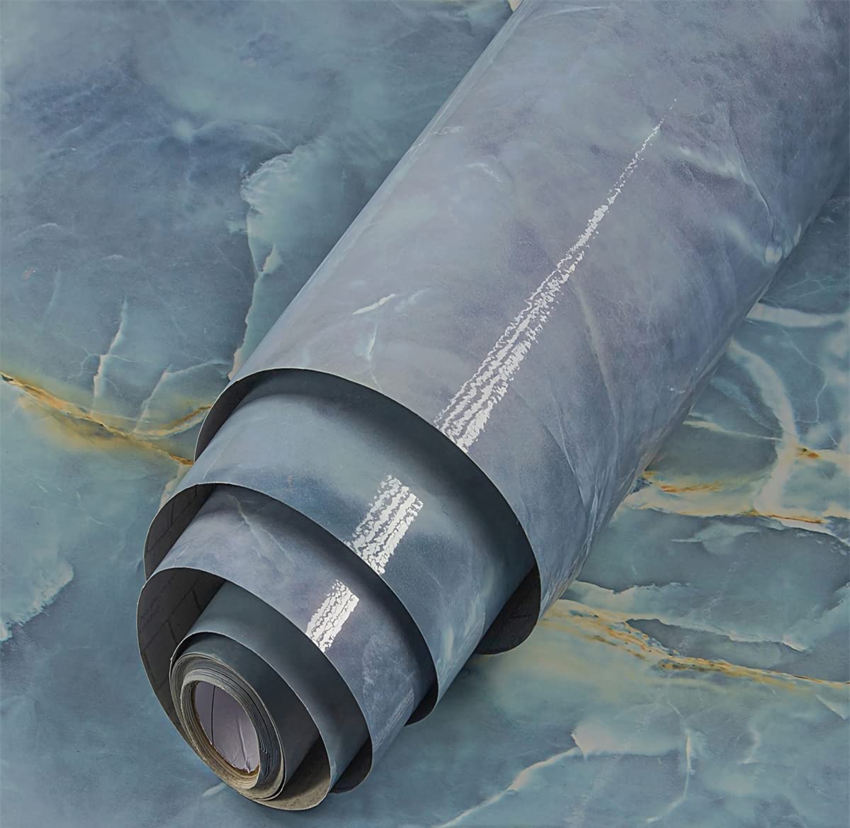 JRM Marble Peel and Stick Wallpaper for Home Decor, Waterproof Self-Adhesive Wall Stickers for Kitchen, Bathroom, Living Room – Wall Paper for Walls stickera nd Cabinets (Blue 60X200 CM, 3)