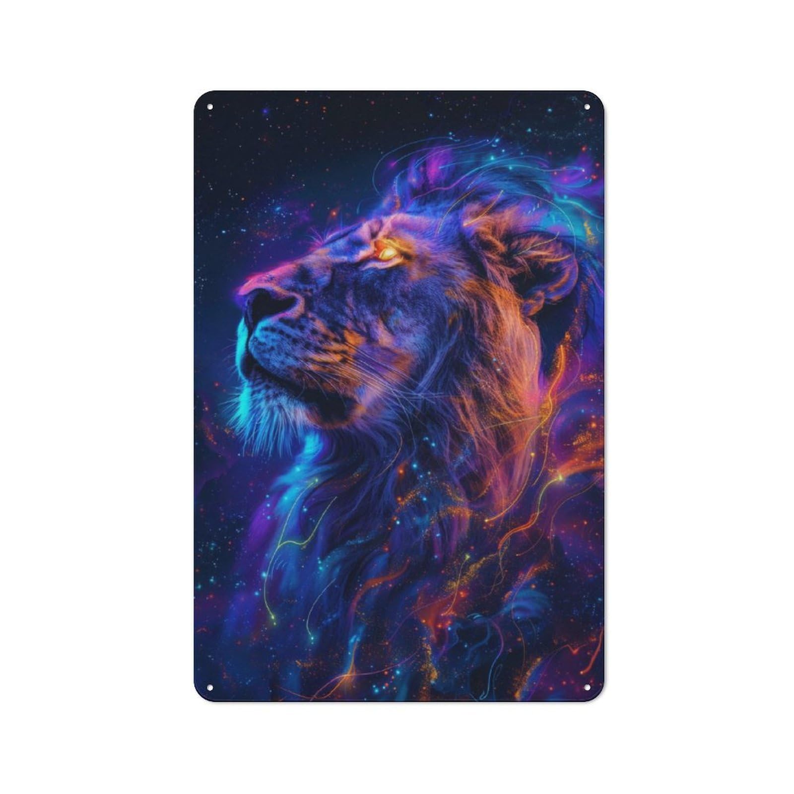 Junmoney Lion Space Animal For Lounge Or Reading Corner, Rustic Tin Sign 30X20cm, For Home Interiors, Feature Walls And Decorative Displays