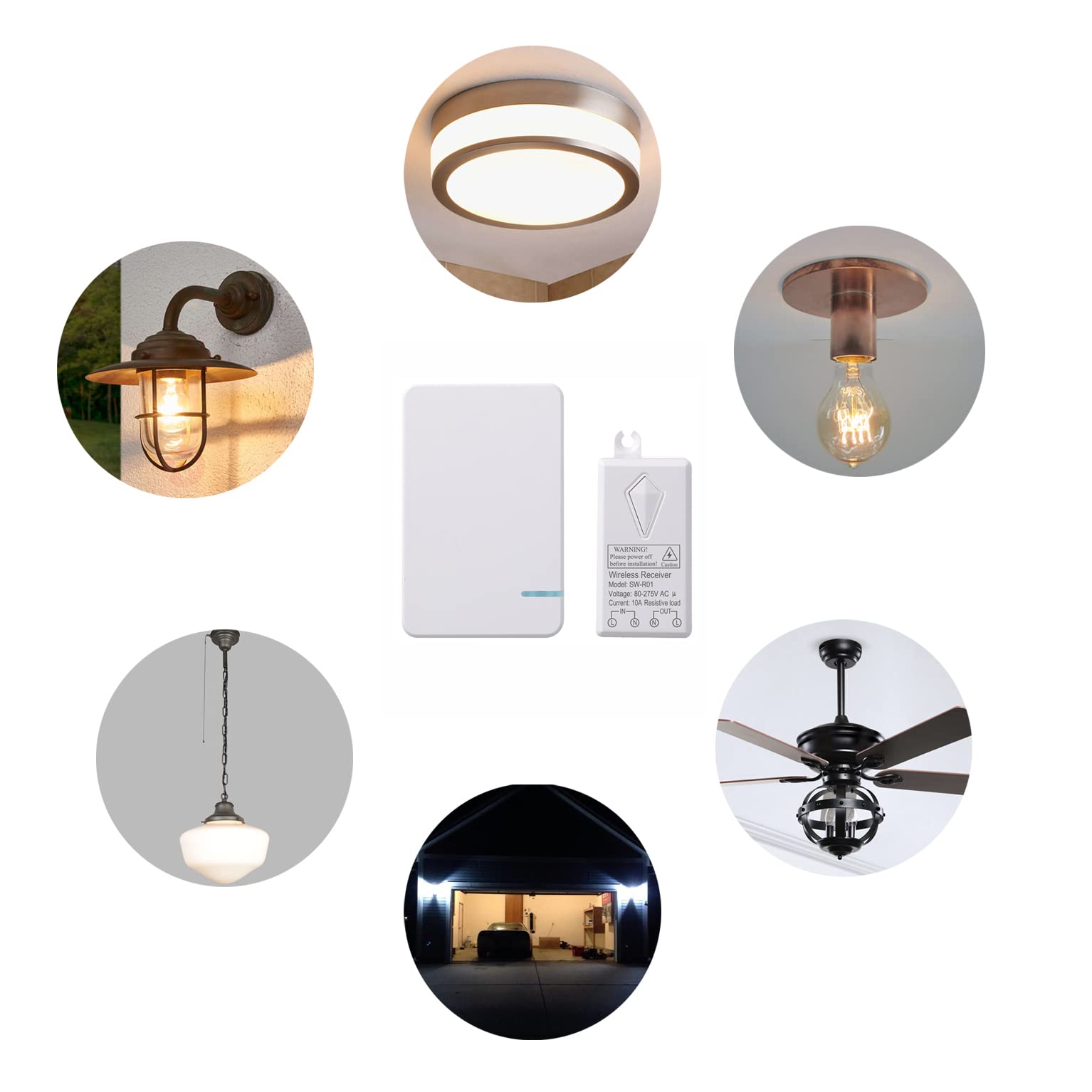 Kit D'Interrupteur Sans Fil, 80-275v Programmable Et Étanche Pour L'Éclairage De La Maison, Lampes LED, Remplacement De L'Ancien Interrupteur À Tirette