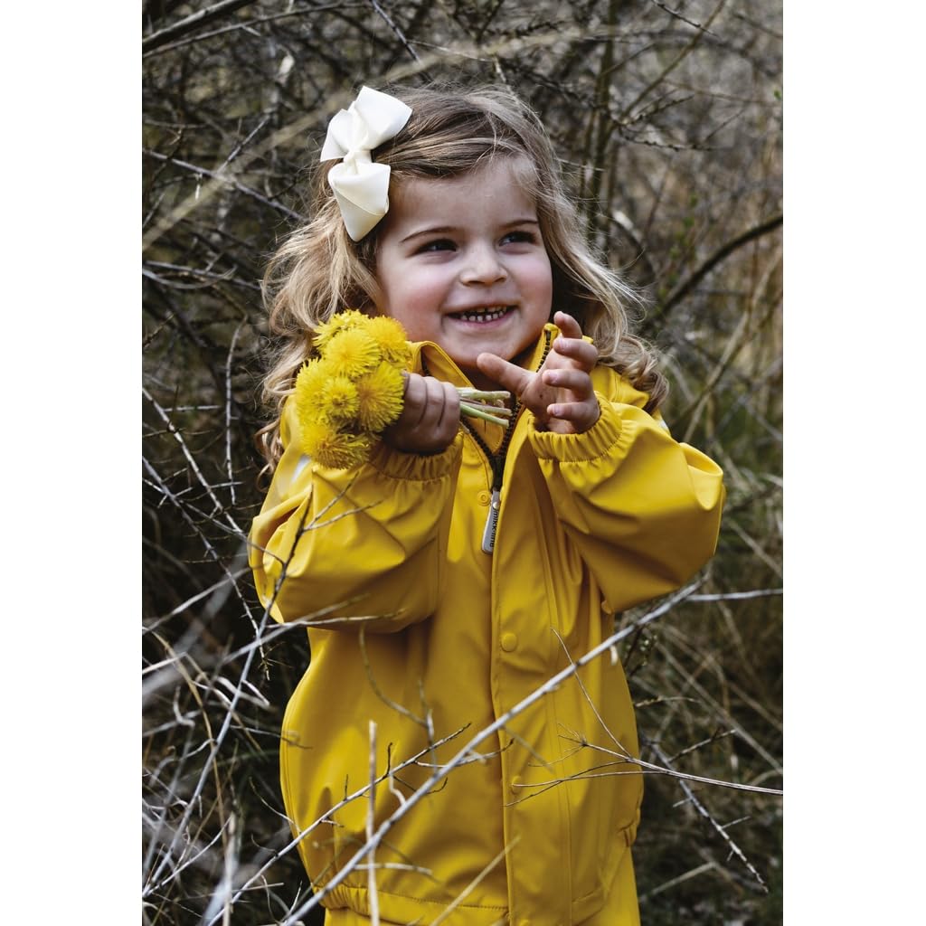 Mikk-line Juego de lluvia de dos piezas de poliuretano con tirantes, Öko-Tex, estándar 100, material de poliuretano 100% reciclado, para niños y niñas, pantalones de lluvia y chubasquero, detalles