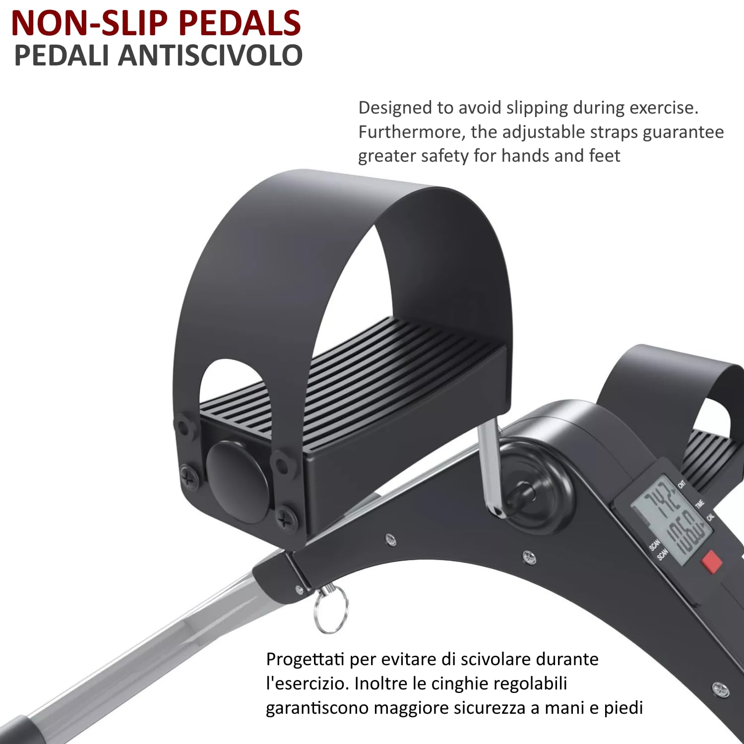 FFitness Cyclette Pedaliera Mini Bike per Riabilitazione Motoria Monitor LCD Resistenza Regolabile Pieghevole Allenamento Gambe e Braccia