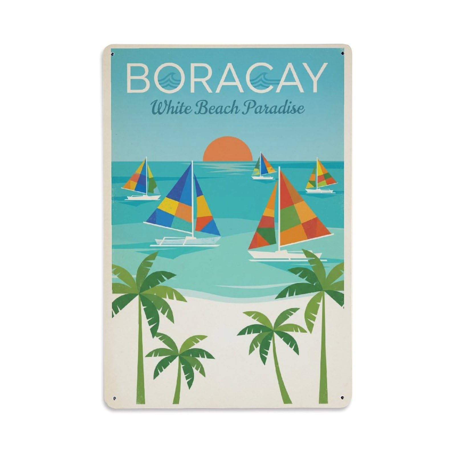 Gead 8X12inch Style Travel Retro Philippines Boracay Metal Tin Sign