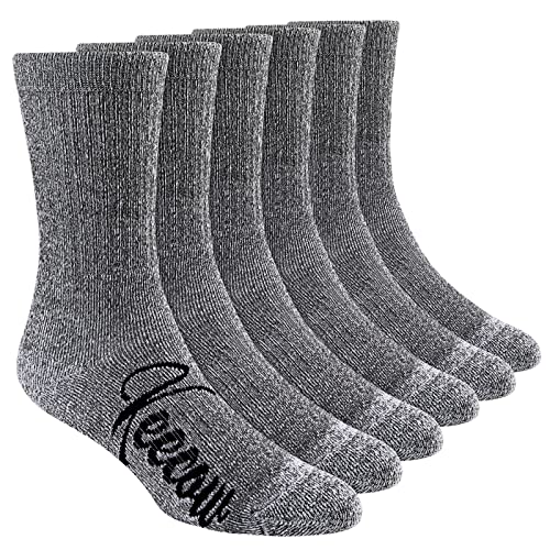 KEECOW Merino Wool Crew Socks For Men & Women, Thermal, Warm, Winter Cushion Hiking Working Running, 3 Pairs (Small, Charcoal A)