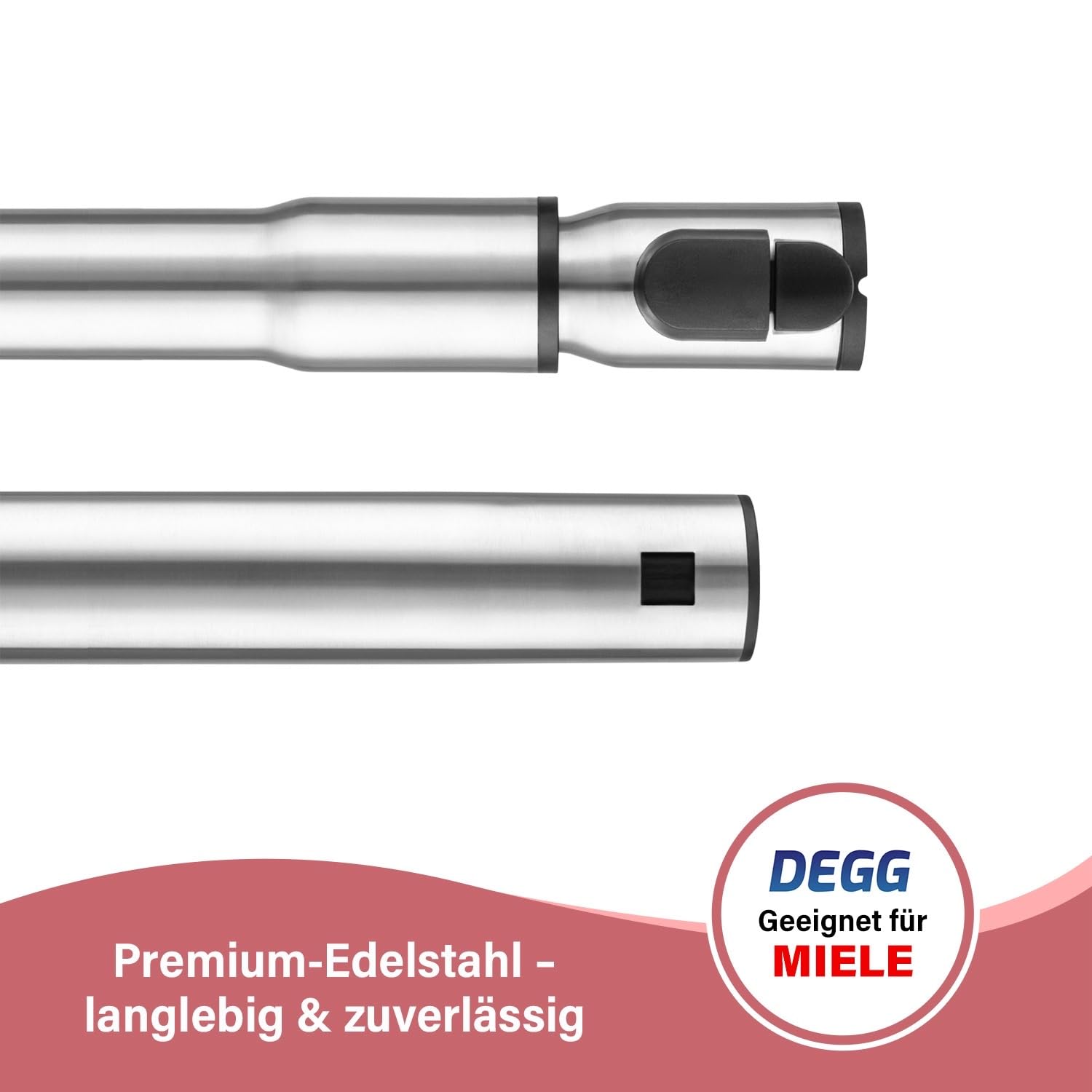 DEGG Teleskoprohr - Kompatibel mit Miele Staubsauger 35mm mit Klicksystem, Edelstahl Teleskopstange Teleskopstab für Classic C1, Complete C2 & C3, Guard S1, M1 & L1 Staubsaugerrohr Saugrohr