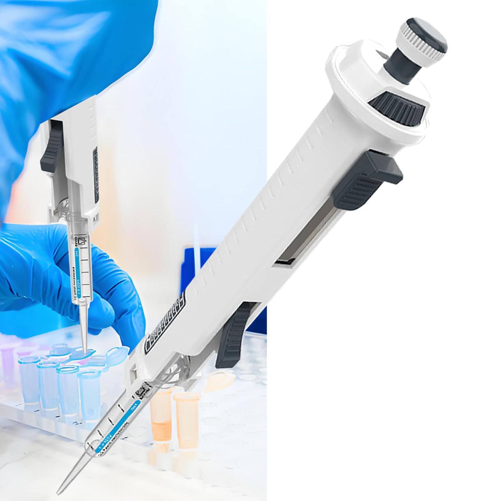 Laboratoryjny Dozownik CiąGłY, Regulowana Pipeta O Zmiennej ObjęTośCi, Z KońCóWką 1-5ml, Okienko ZęBate, 5 Regulowanych BiegóW, CiąGłE Dozowanie 48 Razy