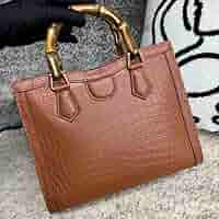 合皮　クロコダイル　バンブー手提げ バンブー手提げバック クロコ型押し牛皮 日本製 : きものと祭り