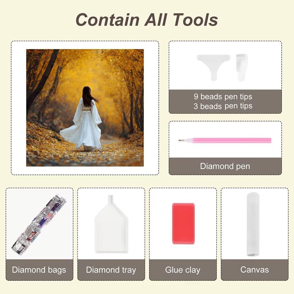5D Diamond Painting Herbst Set, Mädchen Diamond Painting Erwachsene, DIY Diamant Bastelset Kinder Ab 6 Jahre, Diamant Painting Bilder FüR Home Decoration, Kleine Geschenke FüR Frauen 90x90cm 5-684