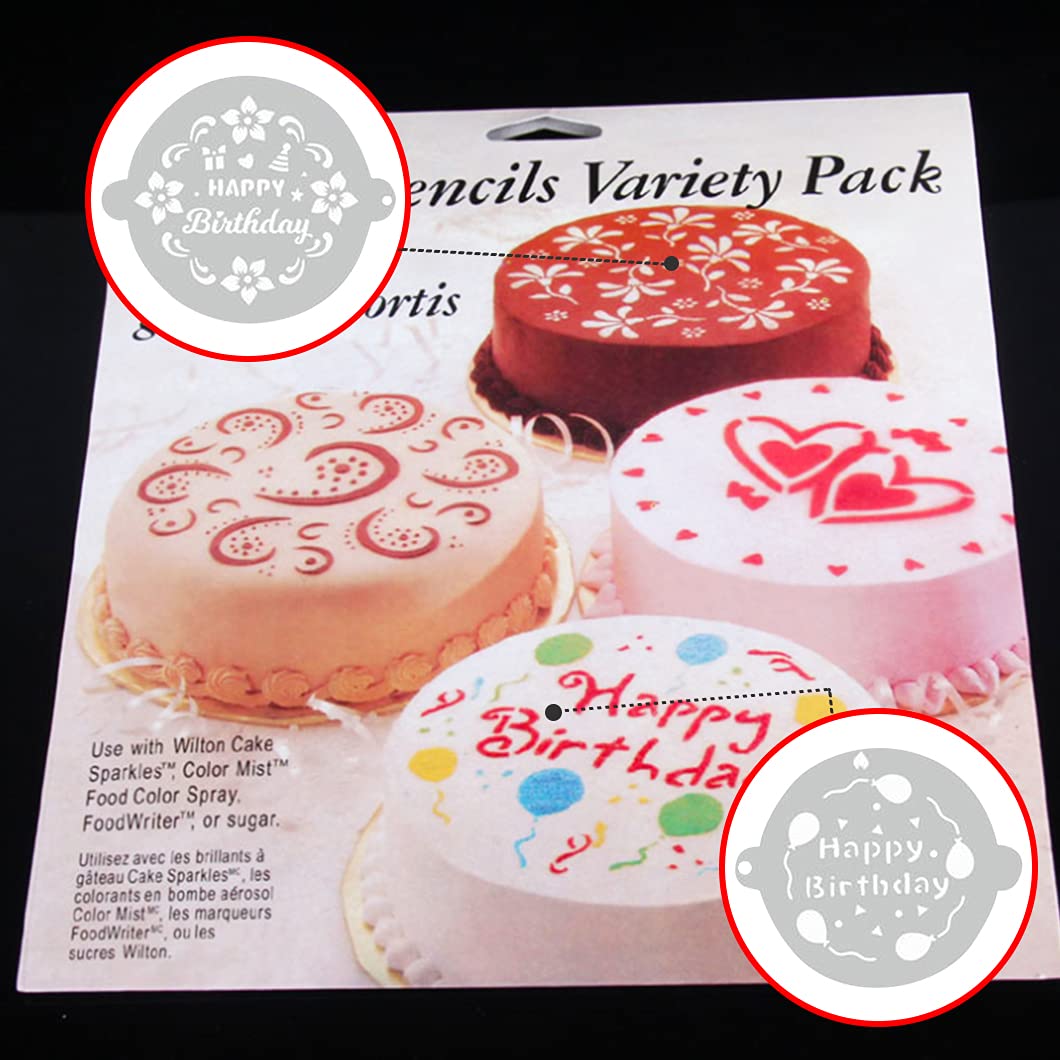 Rolin Roly 12Pcs Cake Stencil Templates Decoration Happy Birthday Embossing Stencils Pattern Decorating Molds for DIY Crafts Chocolate Candy Desserts