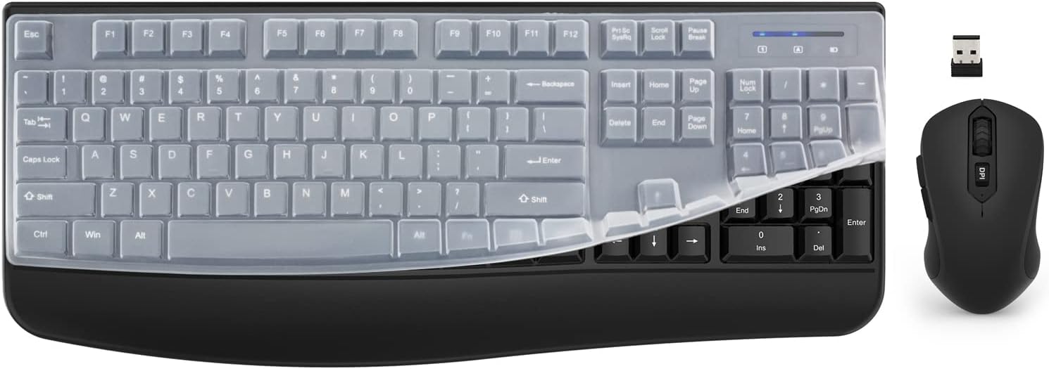 EDJO Wireless Keyboard and Mouse Combo with Keyboard Cover