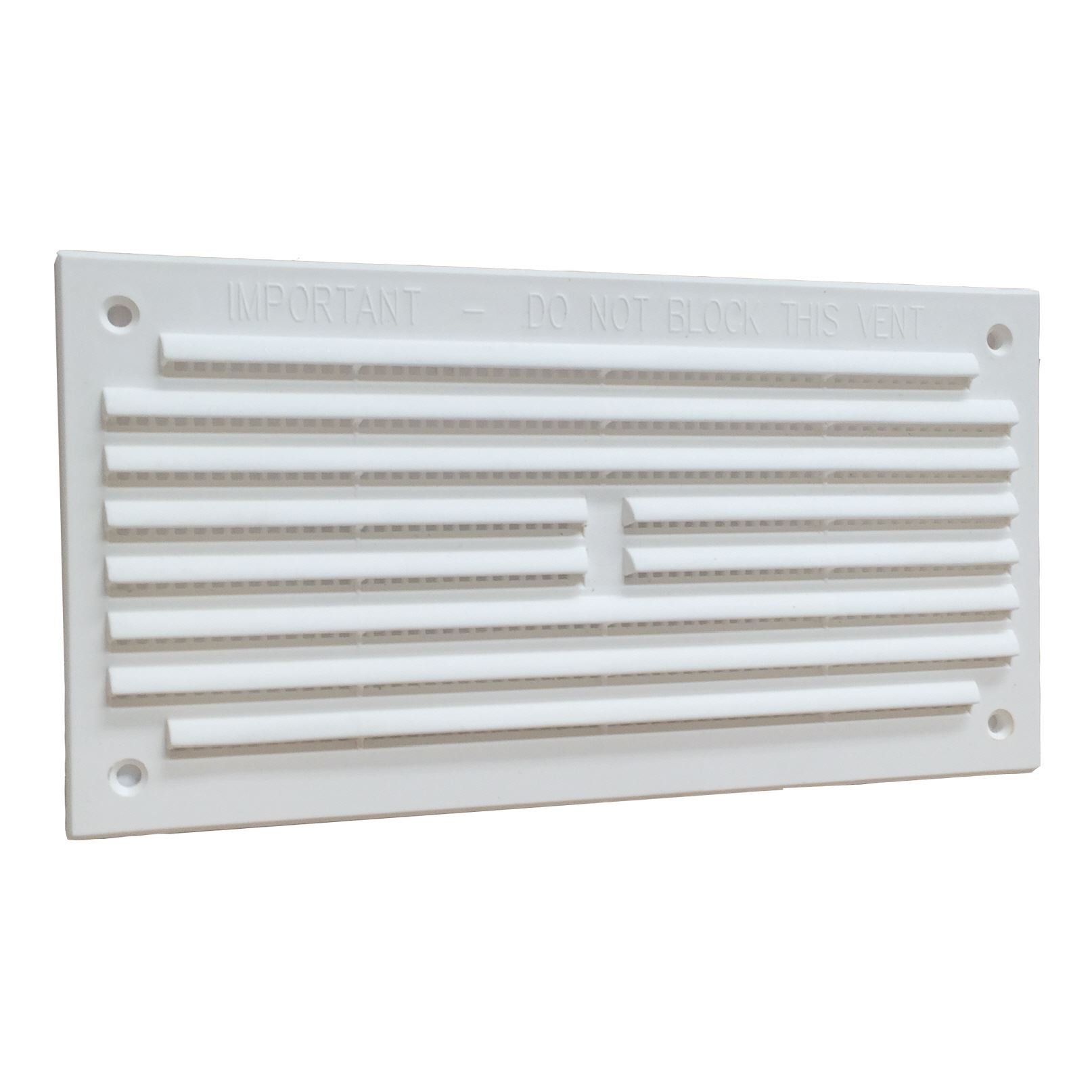 Timloc White 6" X 3" Plastic Louvre Air Vent Grille With Removable Flyscreen Cover