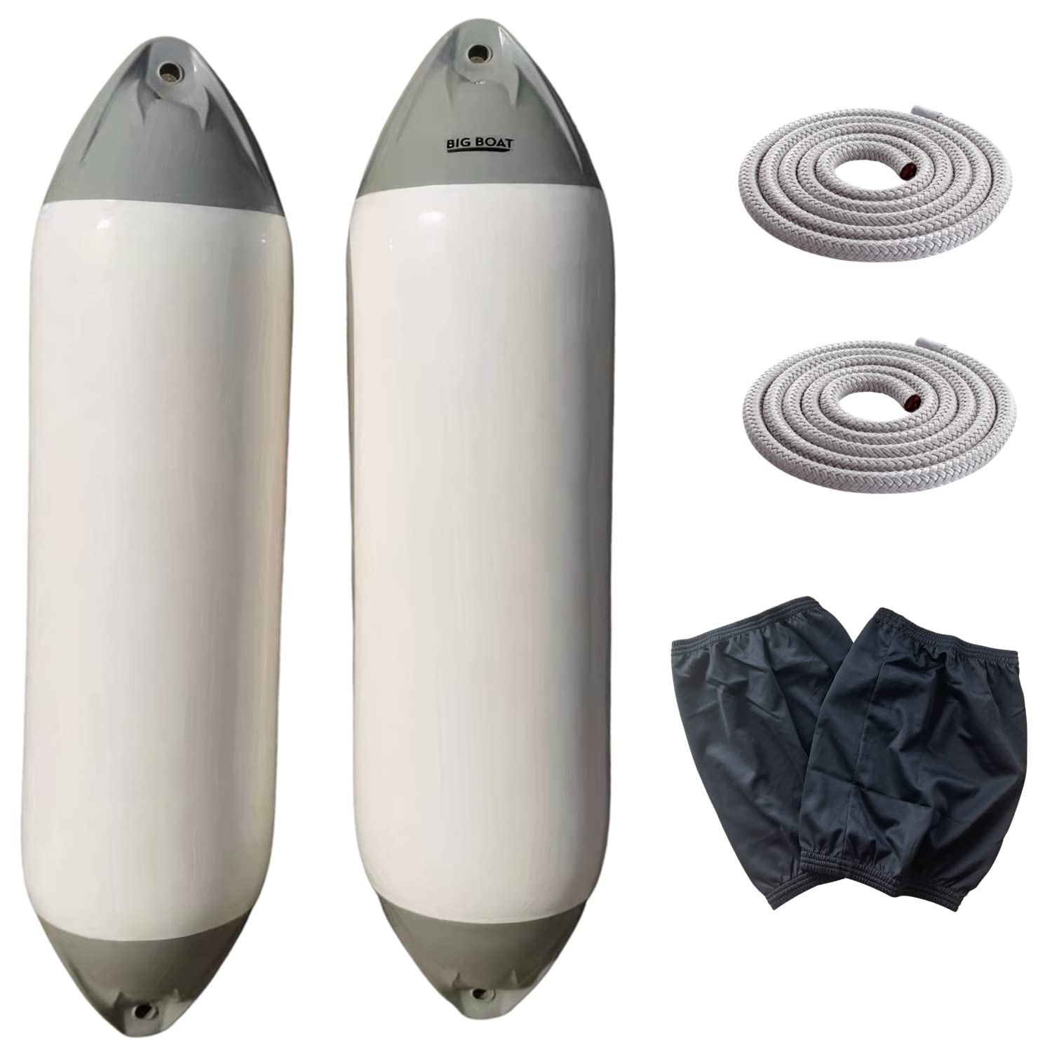 BIG BOAT Fenders Boat Bumpers for Docking -15 x 57 inch Premium Boat Fender for Yachts up to 100 feet Dock Bumper - 2 Pack - Kit 3-2 Fenders 15
