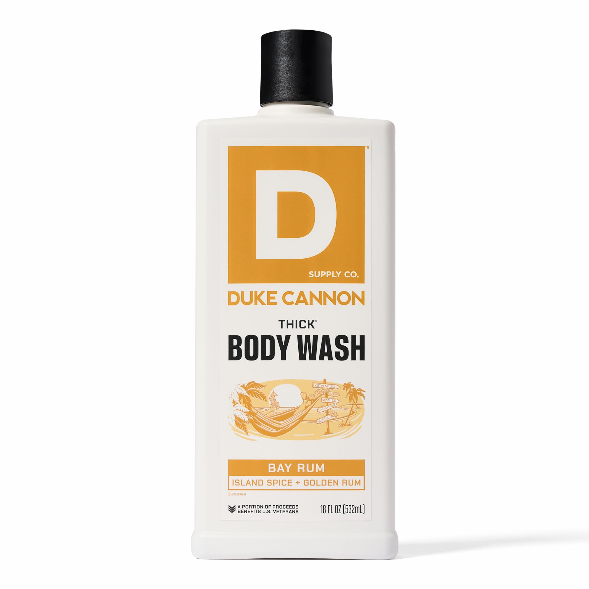Duke Cannon Supply Co. Thick High Viscosity Body Wash - 3X Thicker, Cleansing Shower and Bath Gel, Mineral-Enriched Body Wash for Men - Island Spice