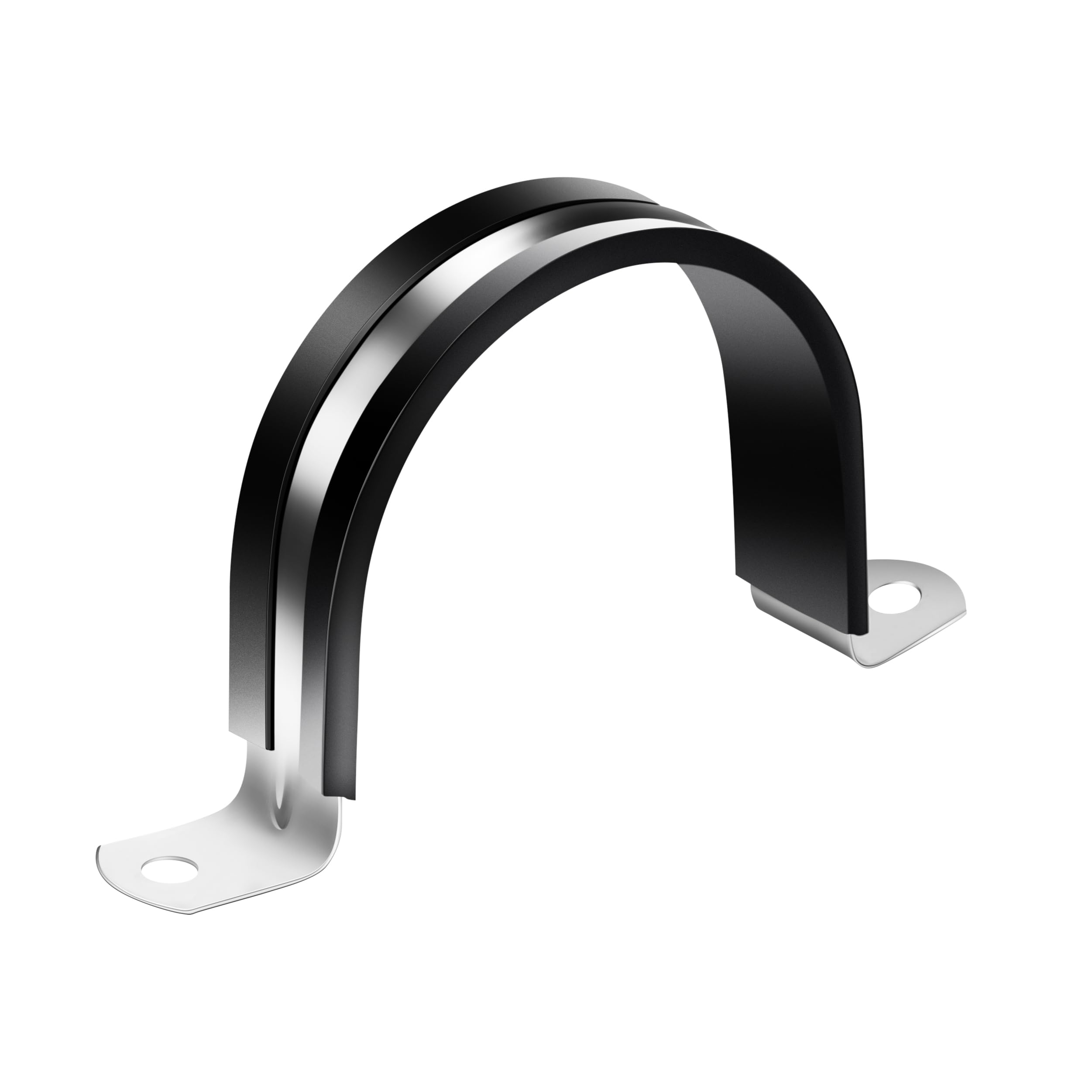 QXSKSLH 10Pcs 2-1/2 Inch Stainless Steel Rubber Cushioned Pipe Clamps, R-Type, 63mm, Black