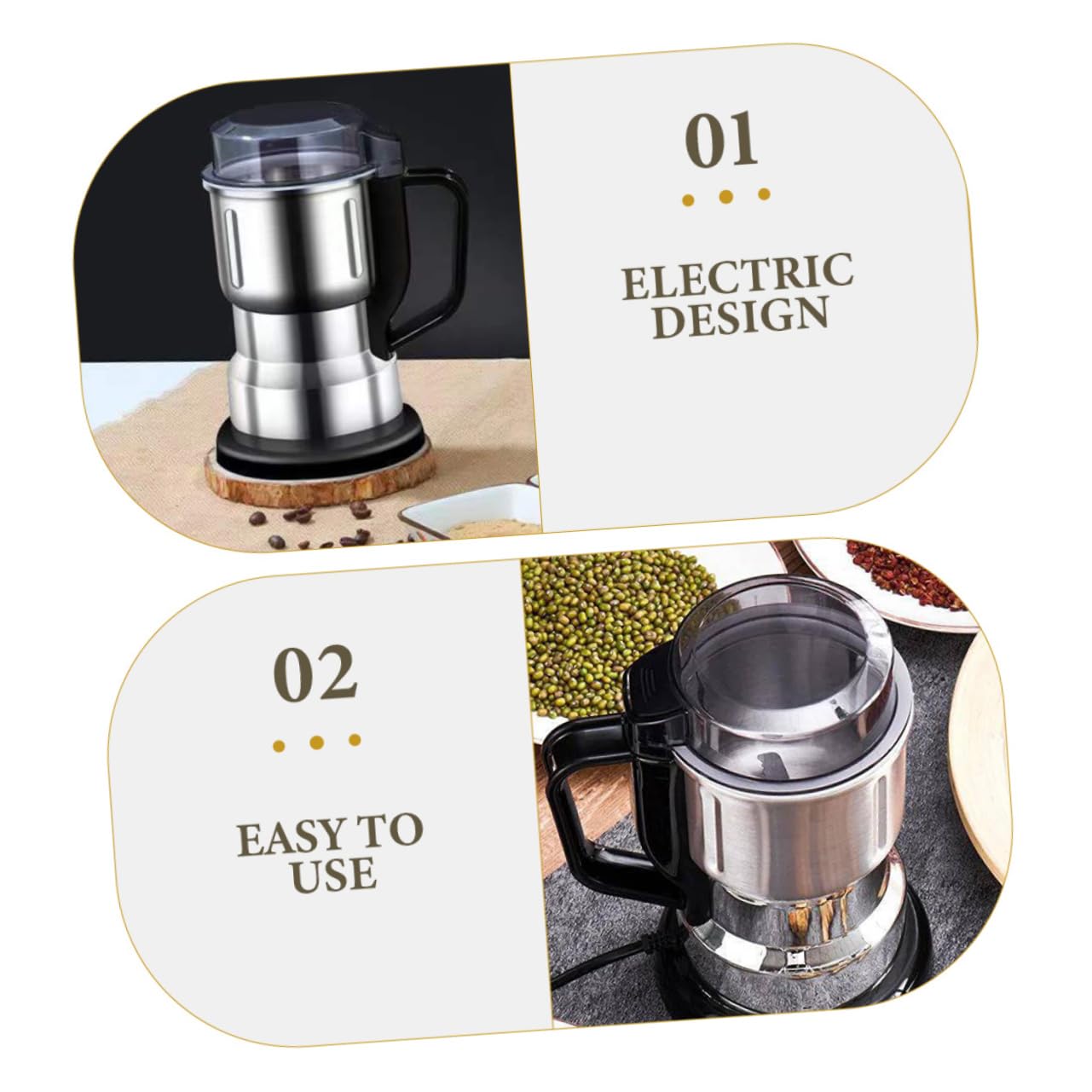 VALICLUD Moulin à Café Électrique Compact Multifonction 220v pour Maison Petit Format Broyage Fin Céréales Portable Usage Domestique