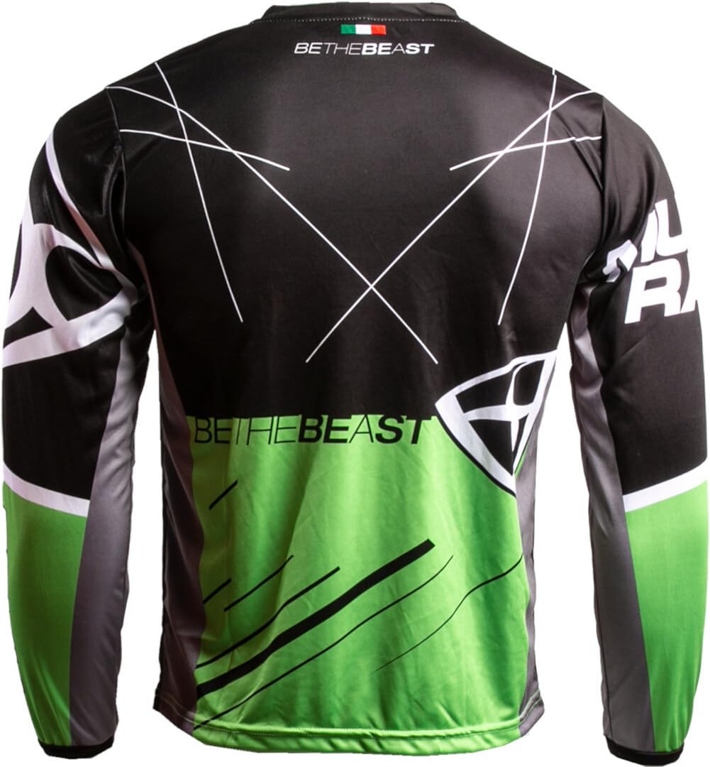 Heet Maglia da motocross, nero/verde, 2XL