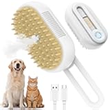 4 in 1 Pet Steam Brush for Shedding,Rechargeable cat brushes for indoor cats,Quiet Detangling Brush for Long Haired Cats and Dogs(White)